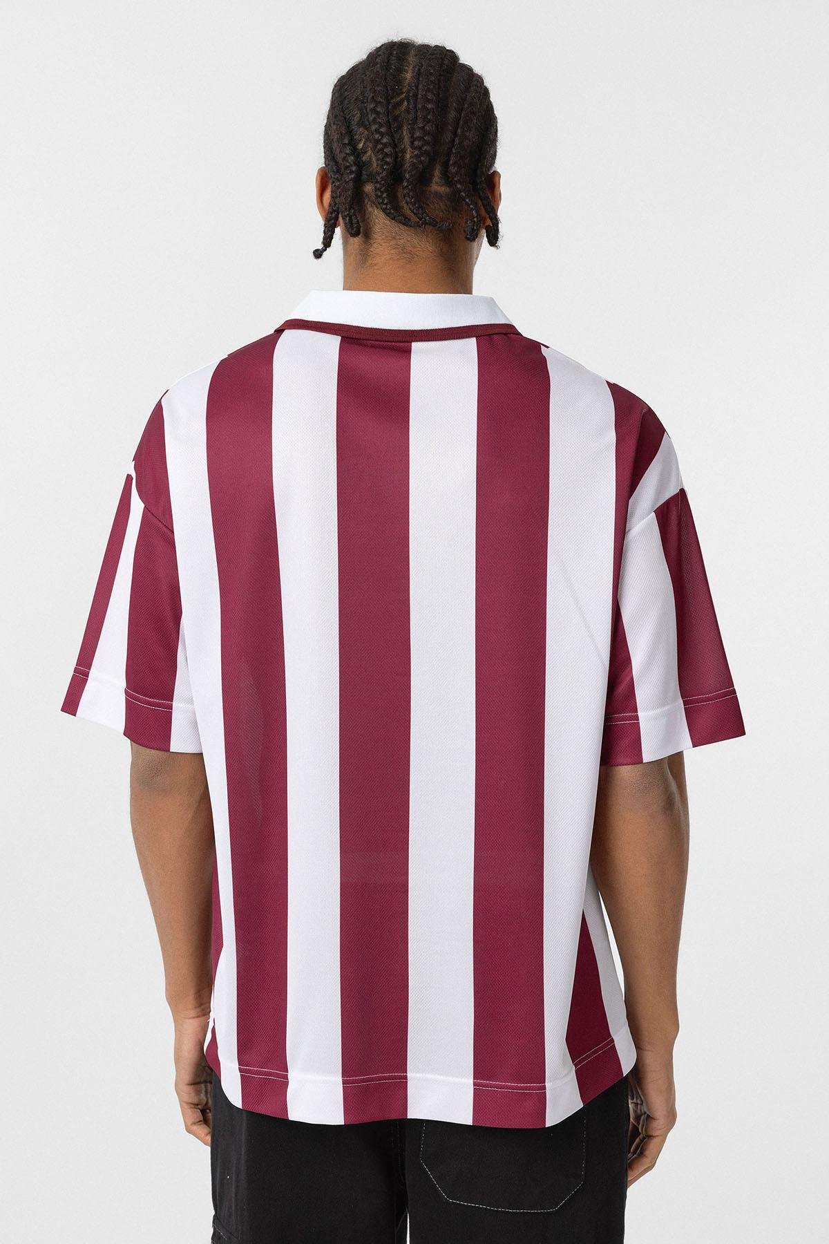 Oversize Polo Yaka Forma Tişört Bordo