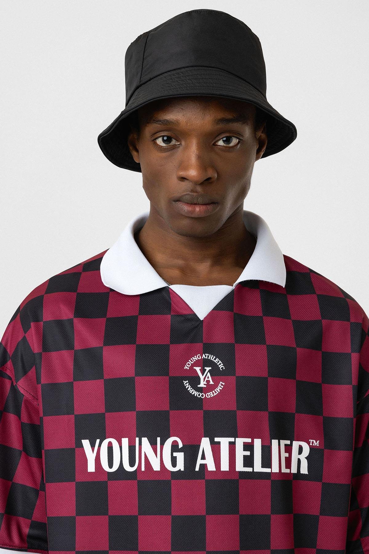 Oversize Polo Yaka Forma Tişört BORDO/SİYAH