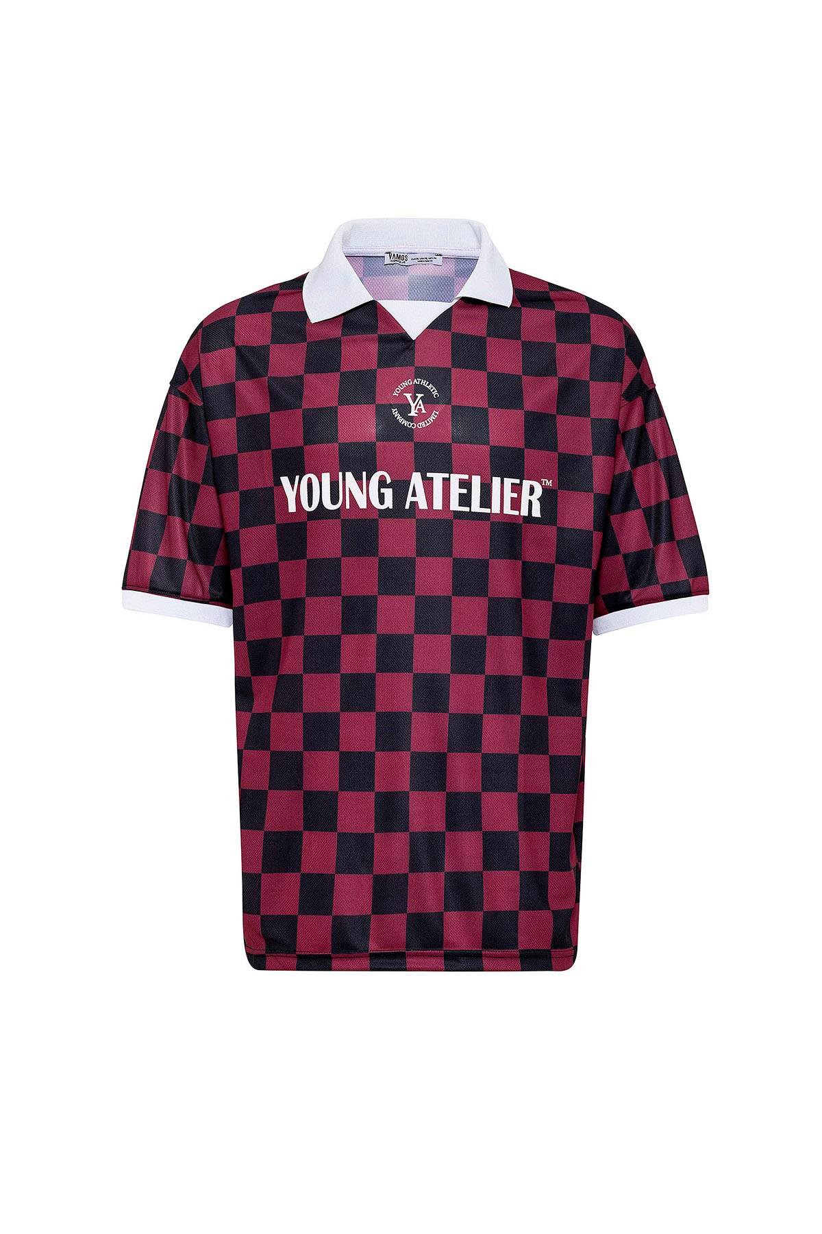 Oversize Polo Yaka Forma Tişört BORDO/SİYAH