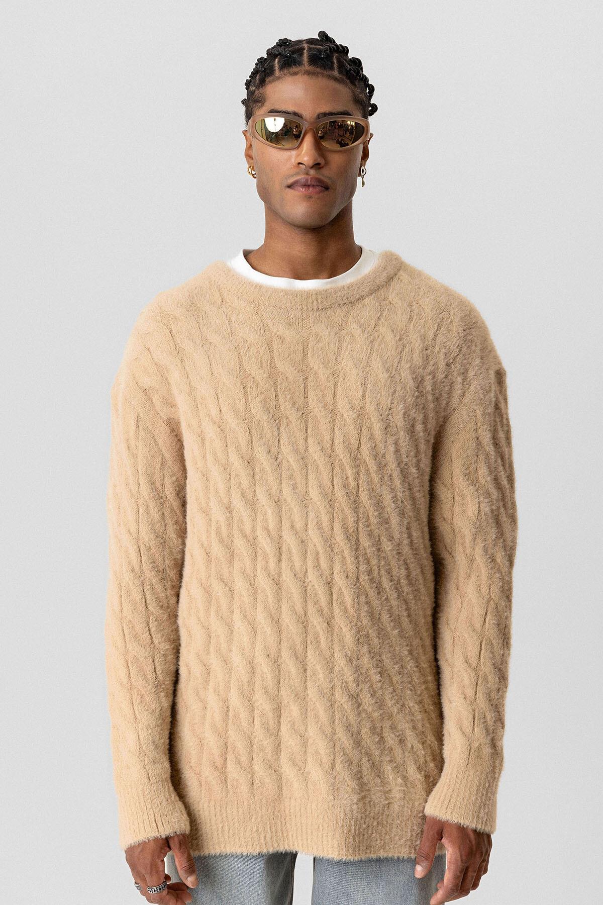 Oversize Triko Kazak Bej