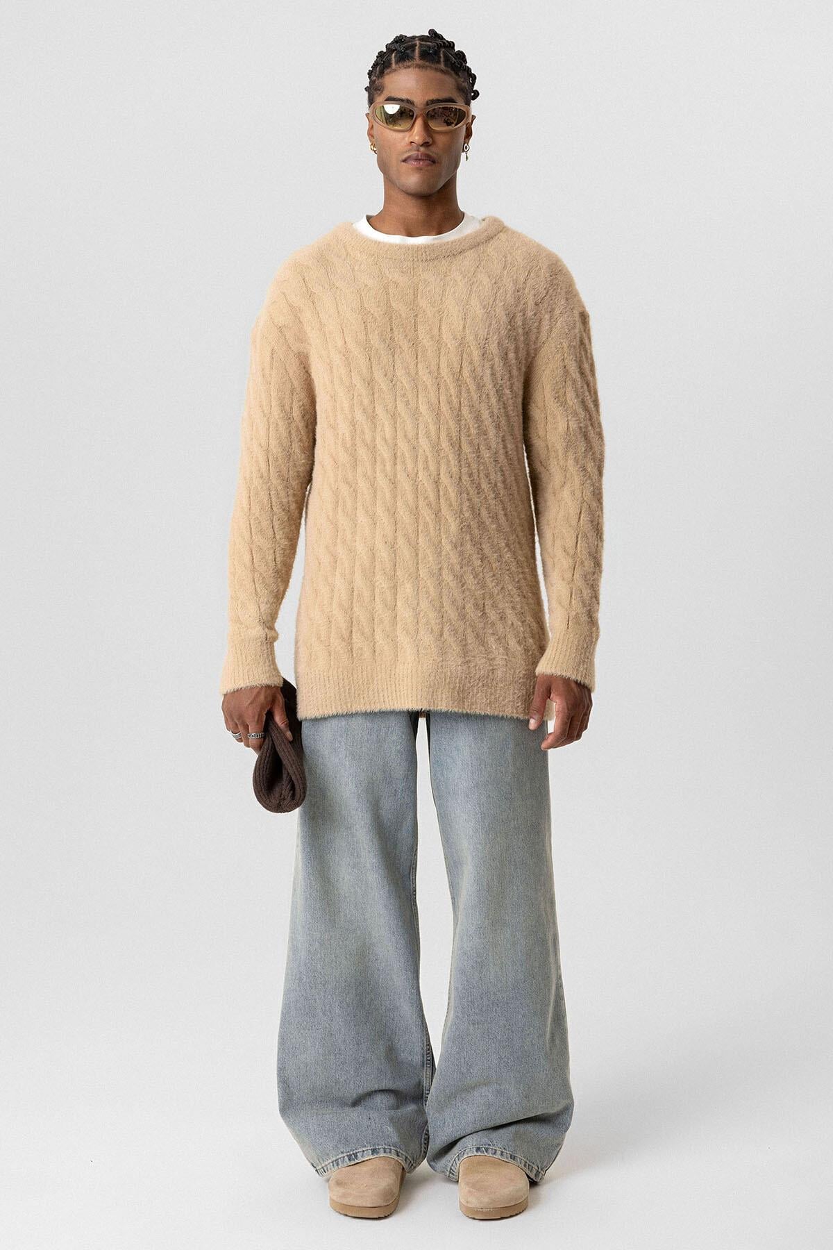 Oversize Triko Kazak Bej