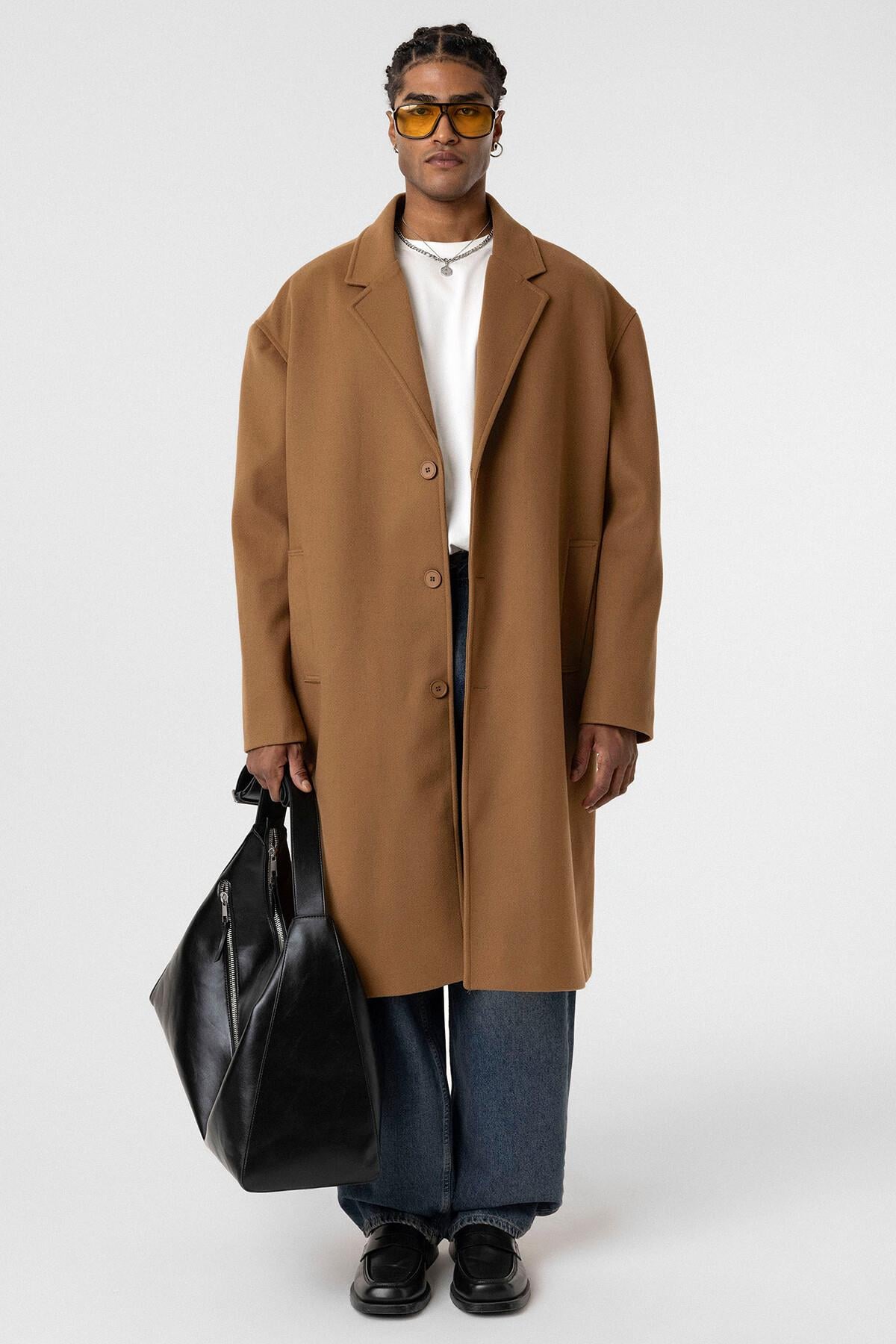 Oversize Uzun Kaşe Kaban Taba