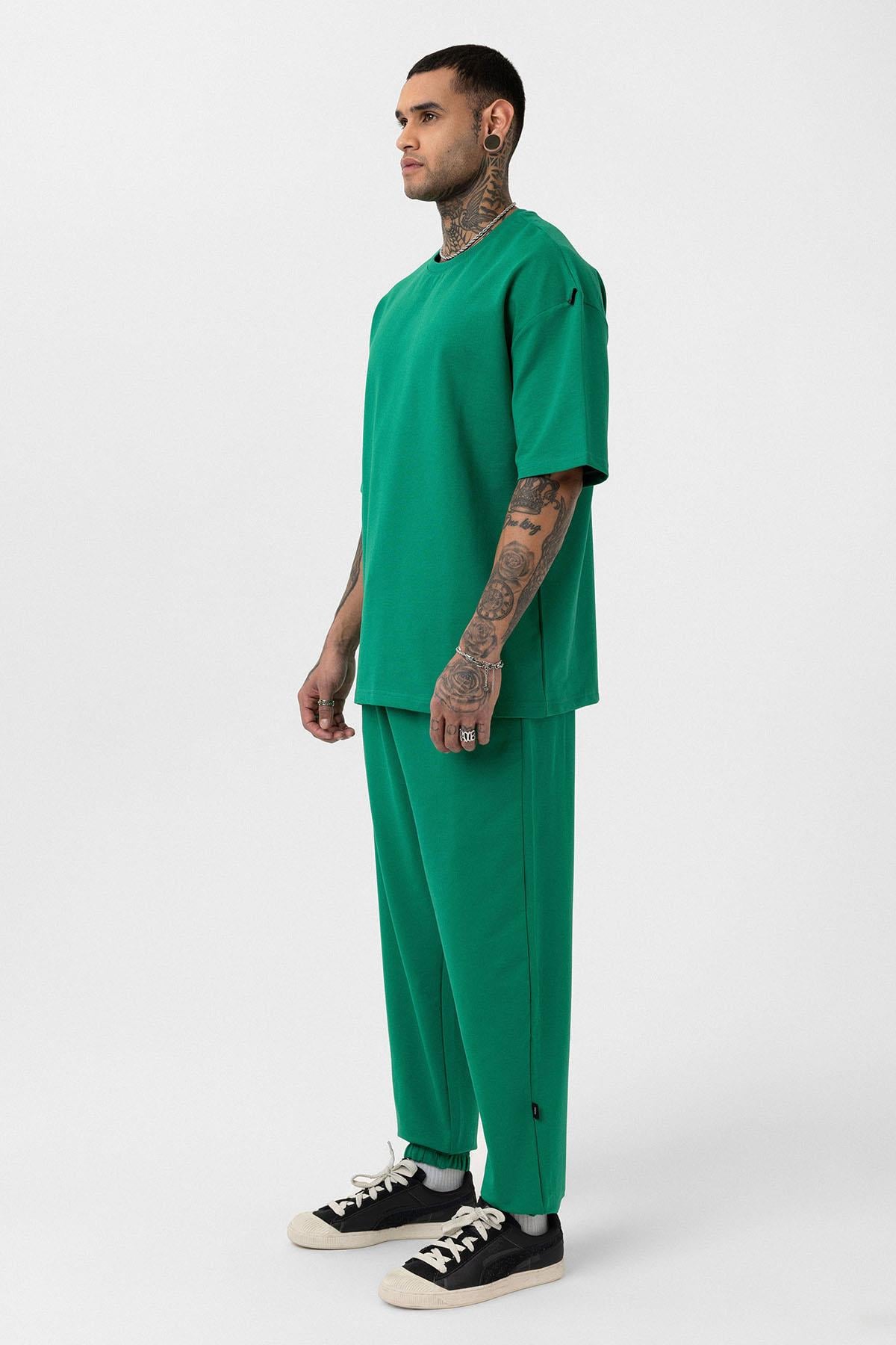 Paça Lastikli Basic Oversize Eşofman Takımı Nefti