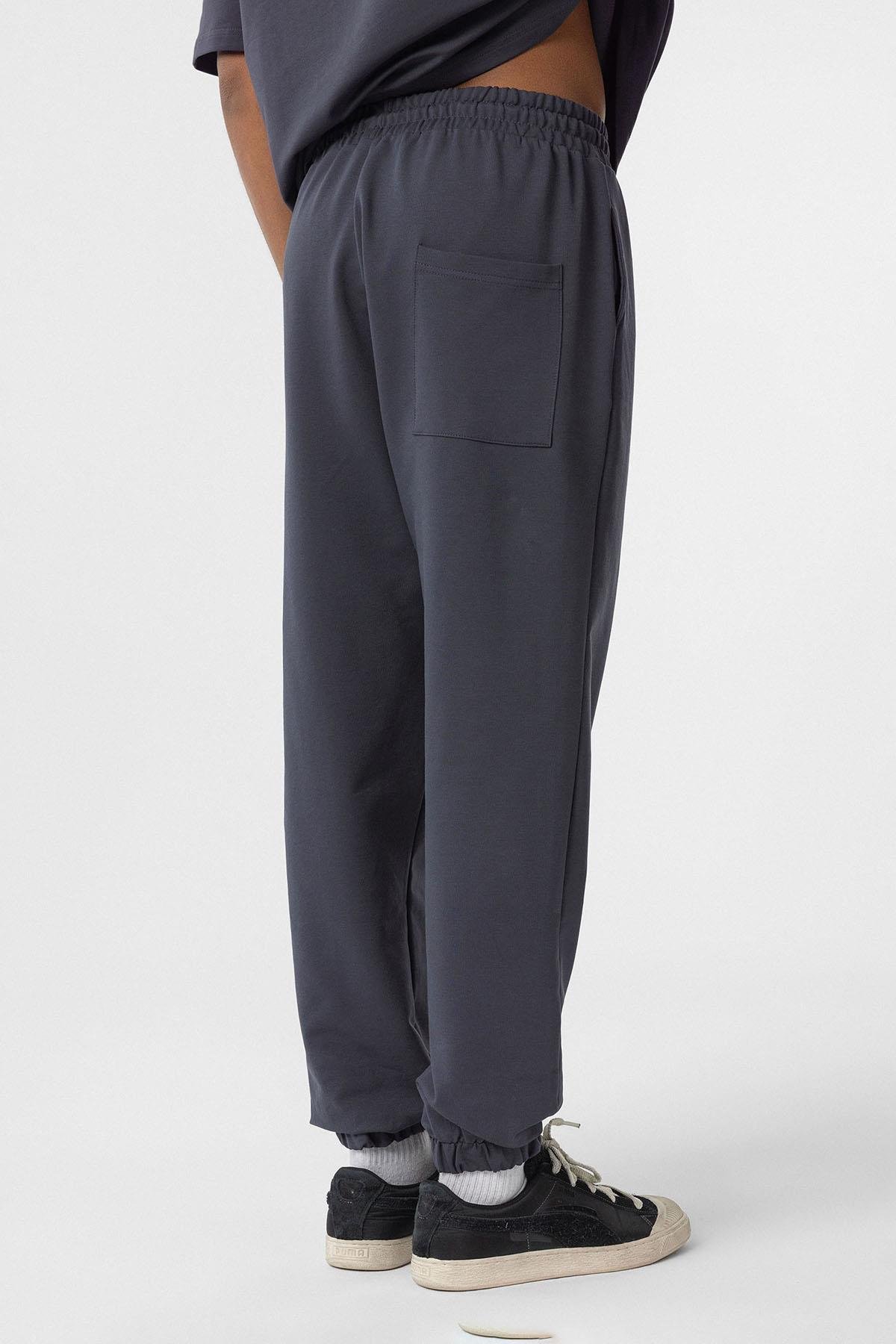 Paça Lastikli Basic Oversize Eşofman Takımı Füme