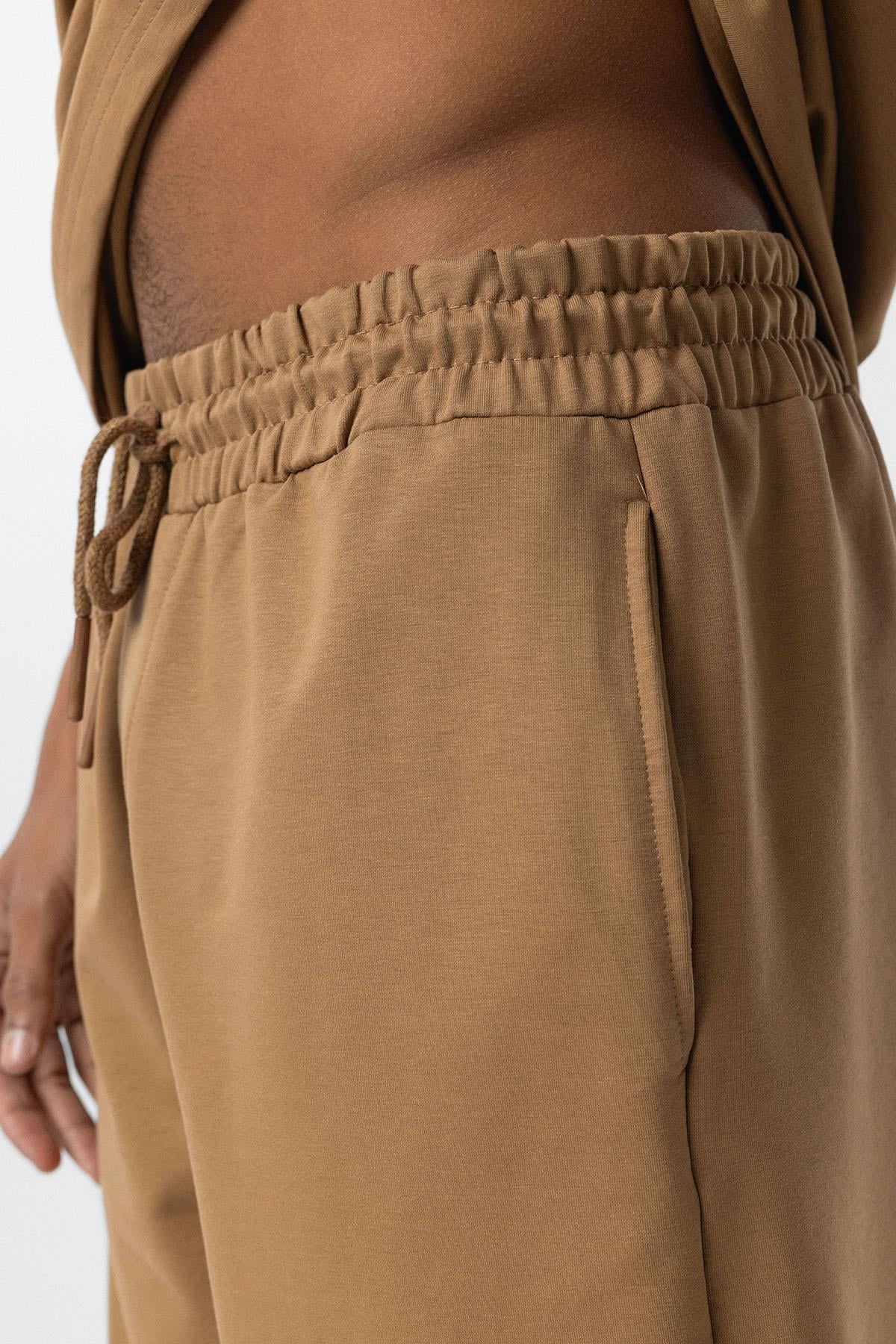 Paça Lastikli Basic Oversize Eşofman Takımı Camel