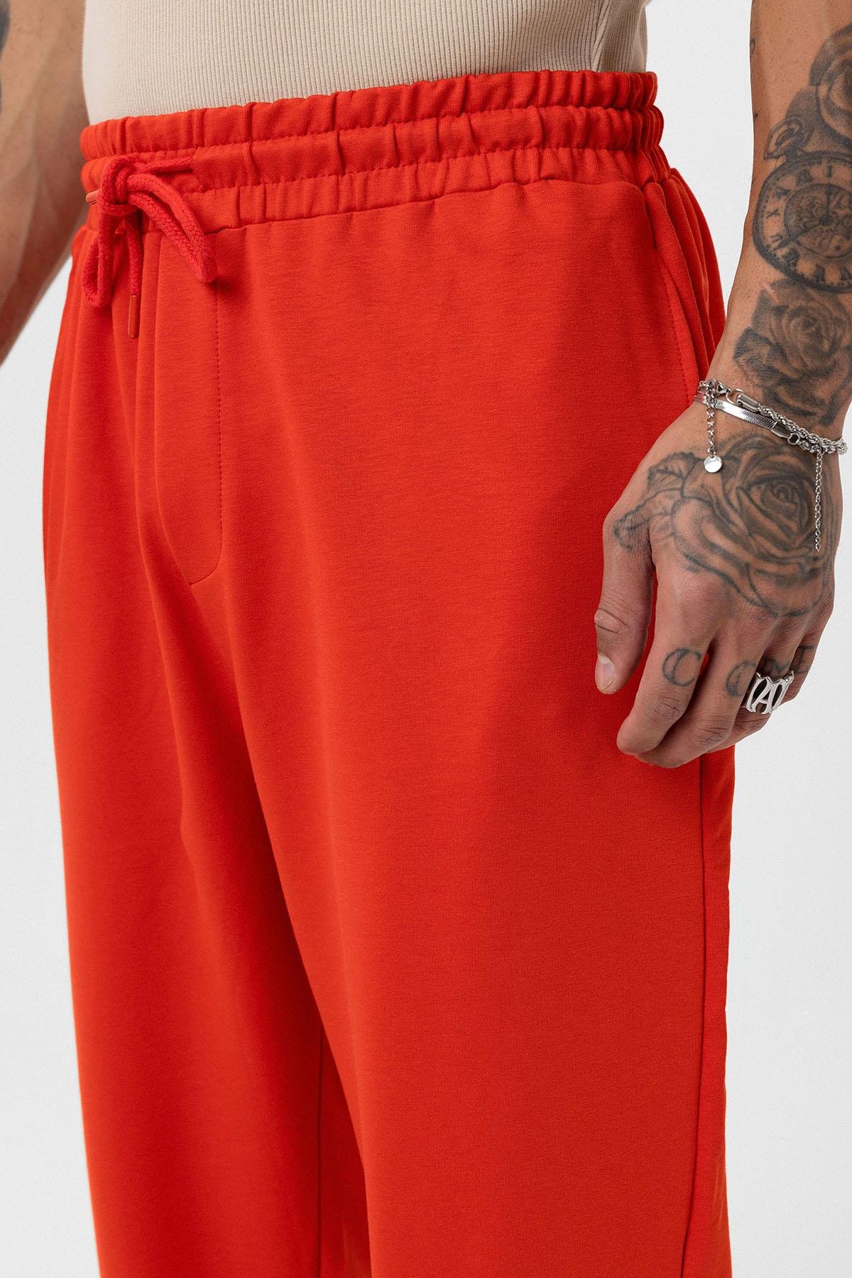 Paça Lastikli Basic Oversize Eşofman Takımı Mercan