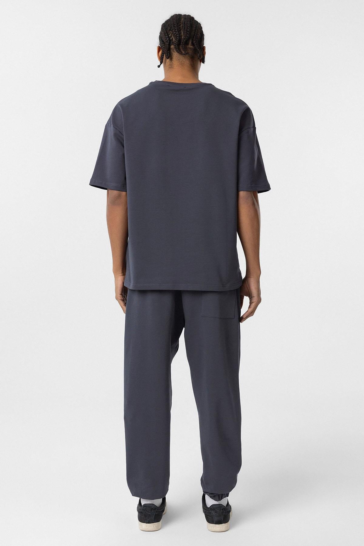 Paça Lastikli Basic Oversize Eşofman Takımı Füme