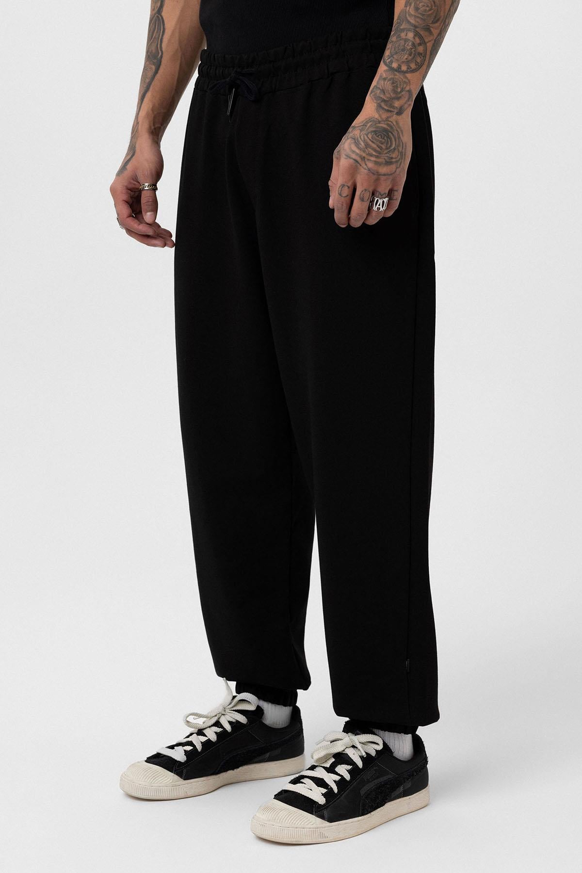 Paça Lastikli Basic Oversize Eşofman Takımı Siyah