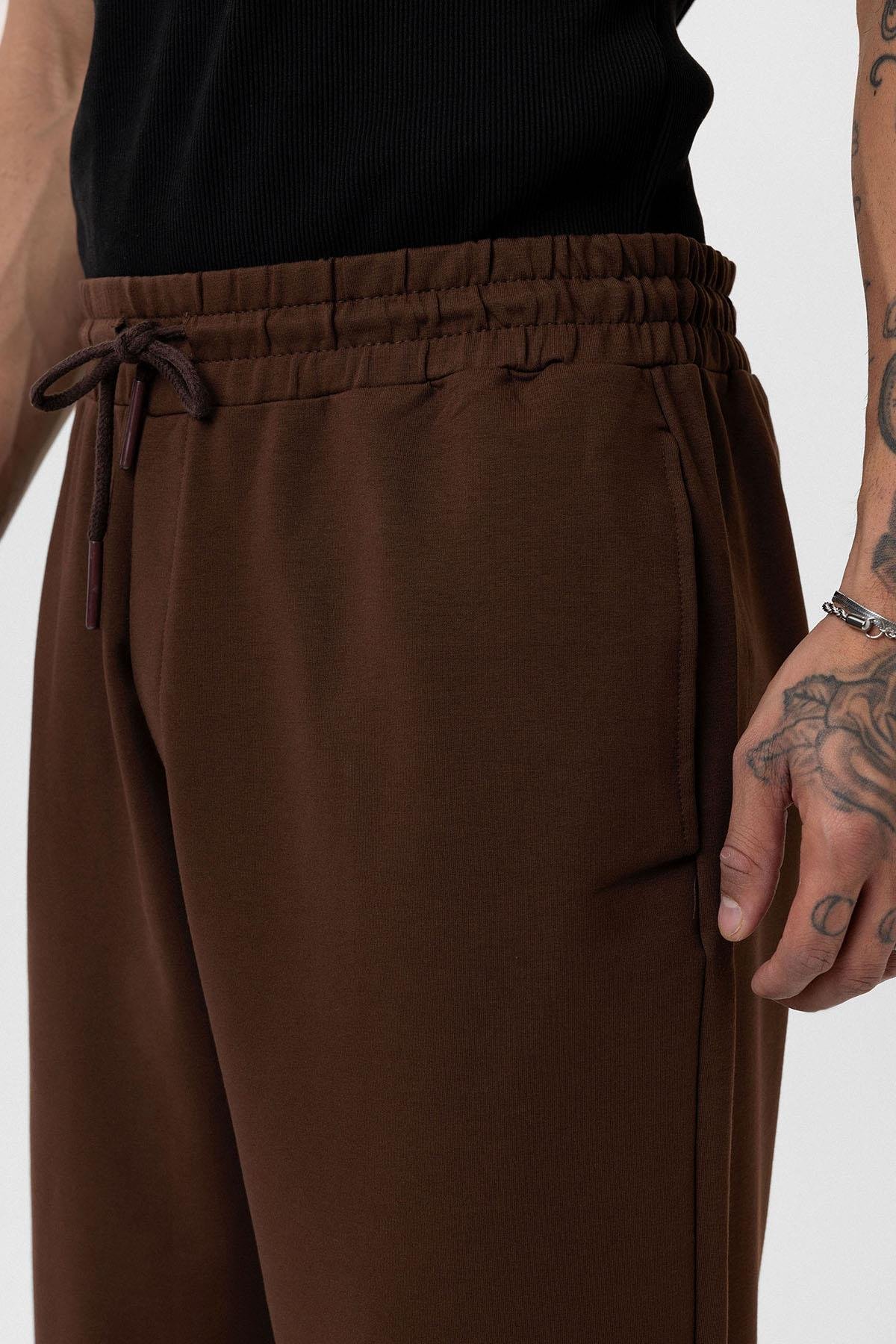 Paça Lastikli Basic Oversize Eşofman Takımı Kahve