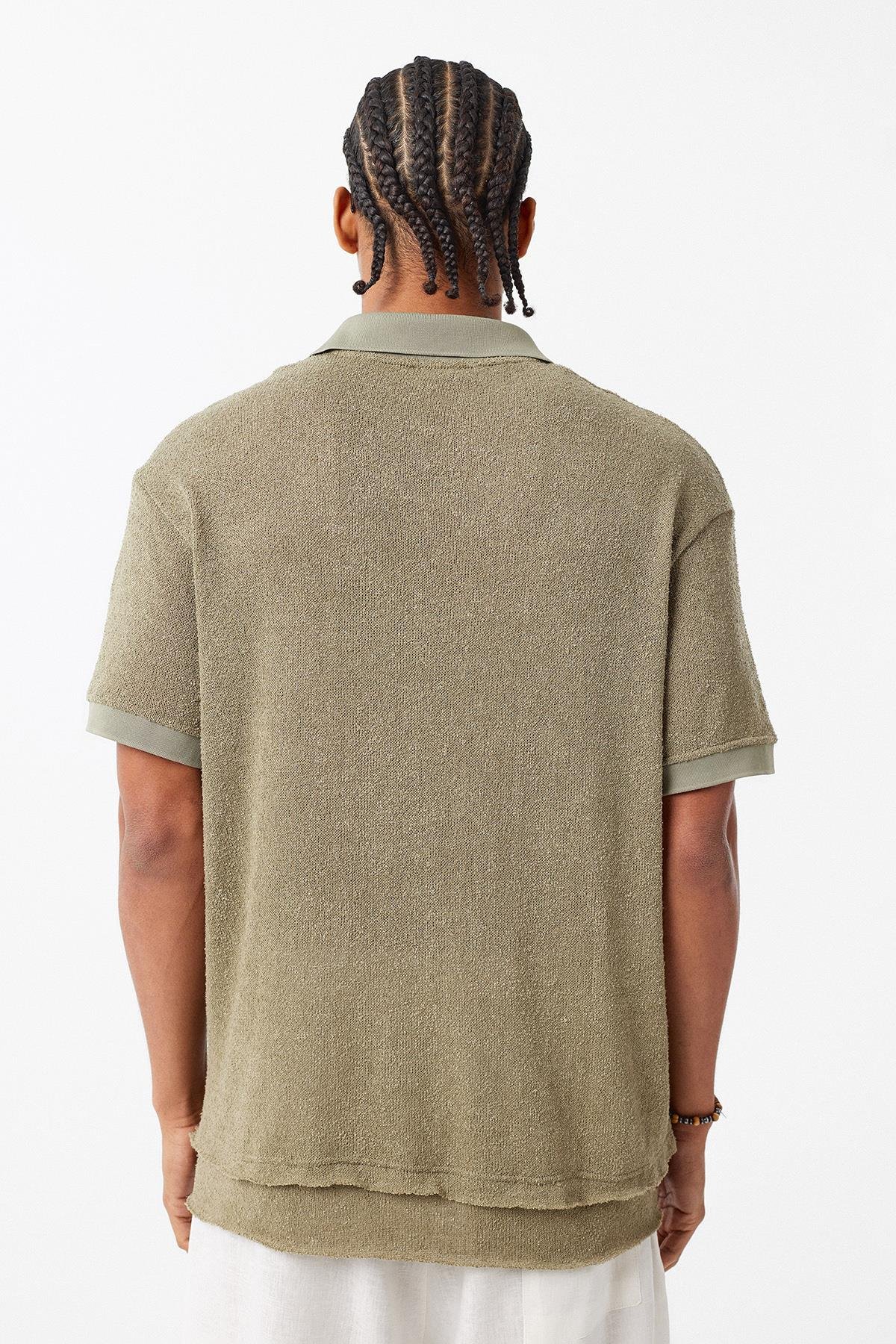 Polo Yaka Oversize Tişört Haki