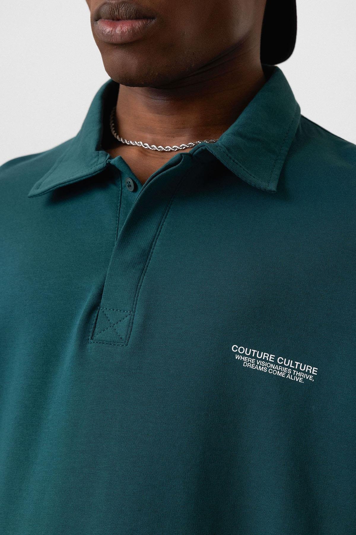 Polo Yaka Oversize Tişört Petrol