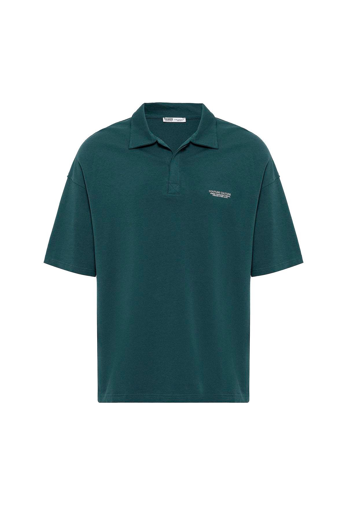 Polo Yaka Oversize Tişört Petrol