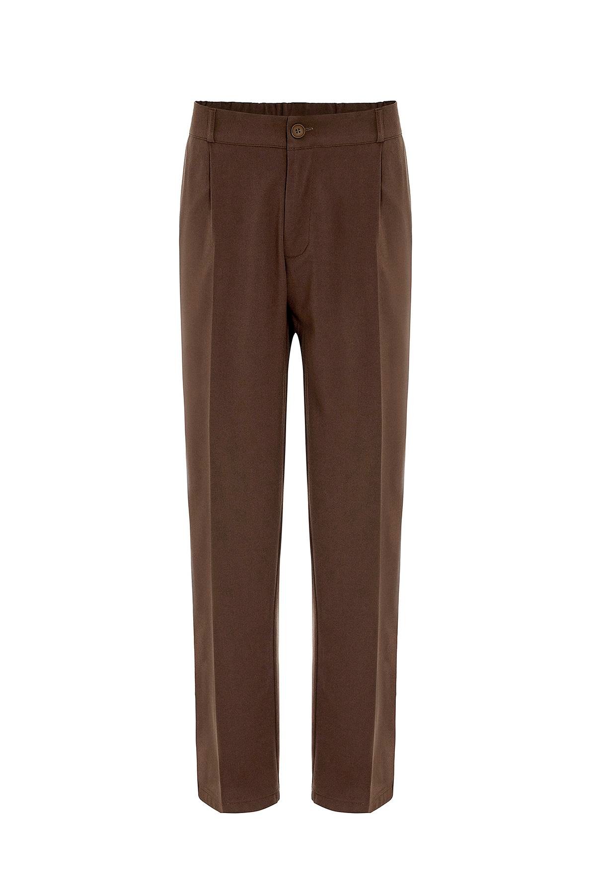 Rahat Kalıp Kruvaze Takım Elbise Açık Kahve