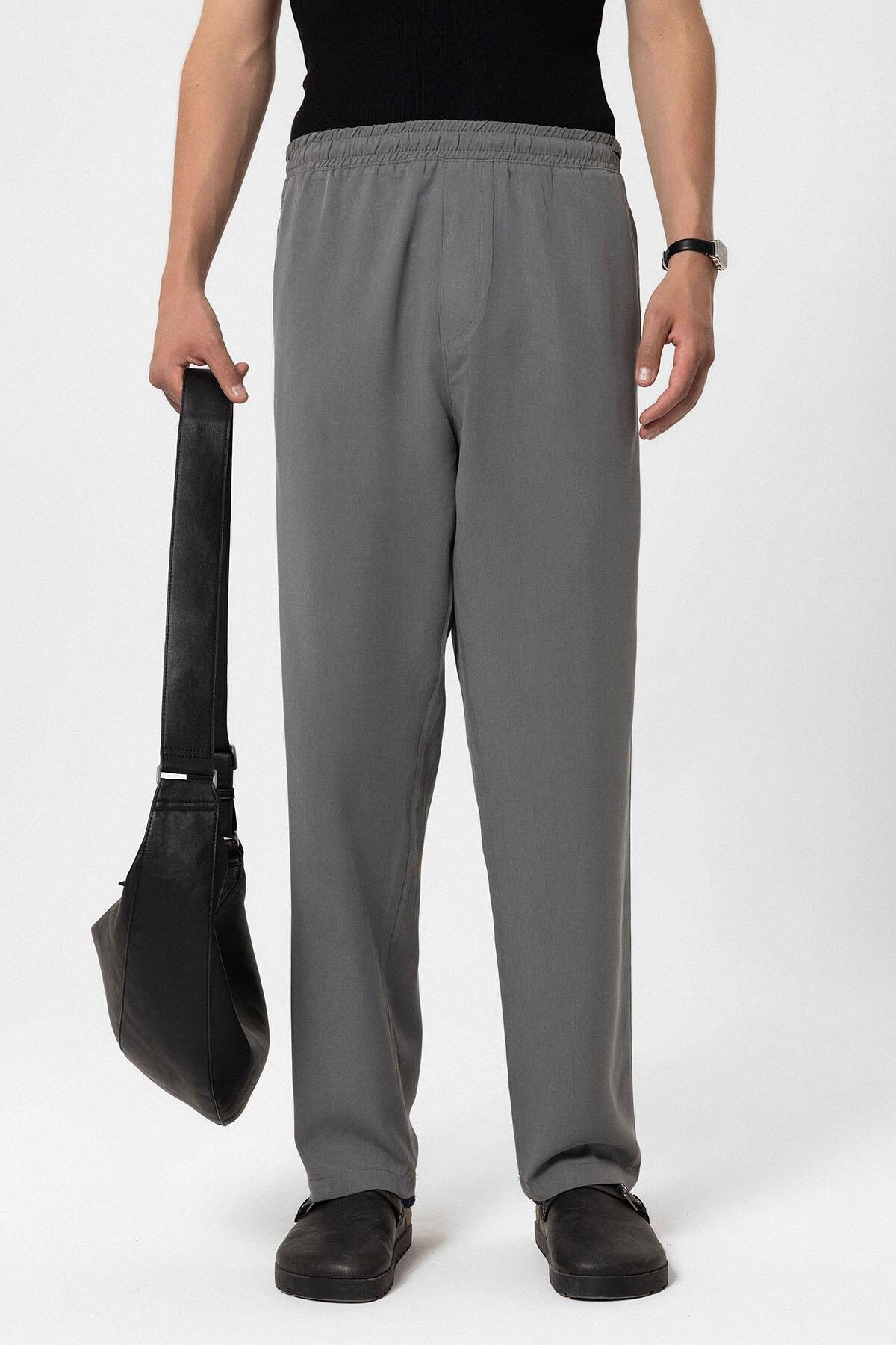 Rahat Kalıp Tensel Pantolon Gri