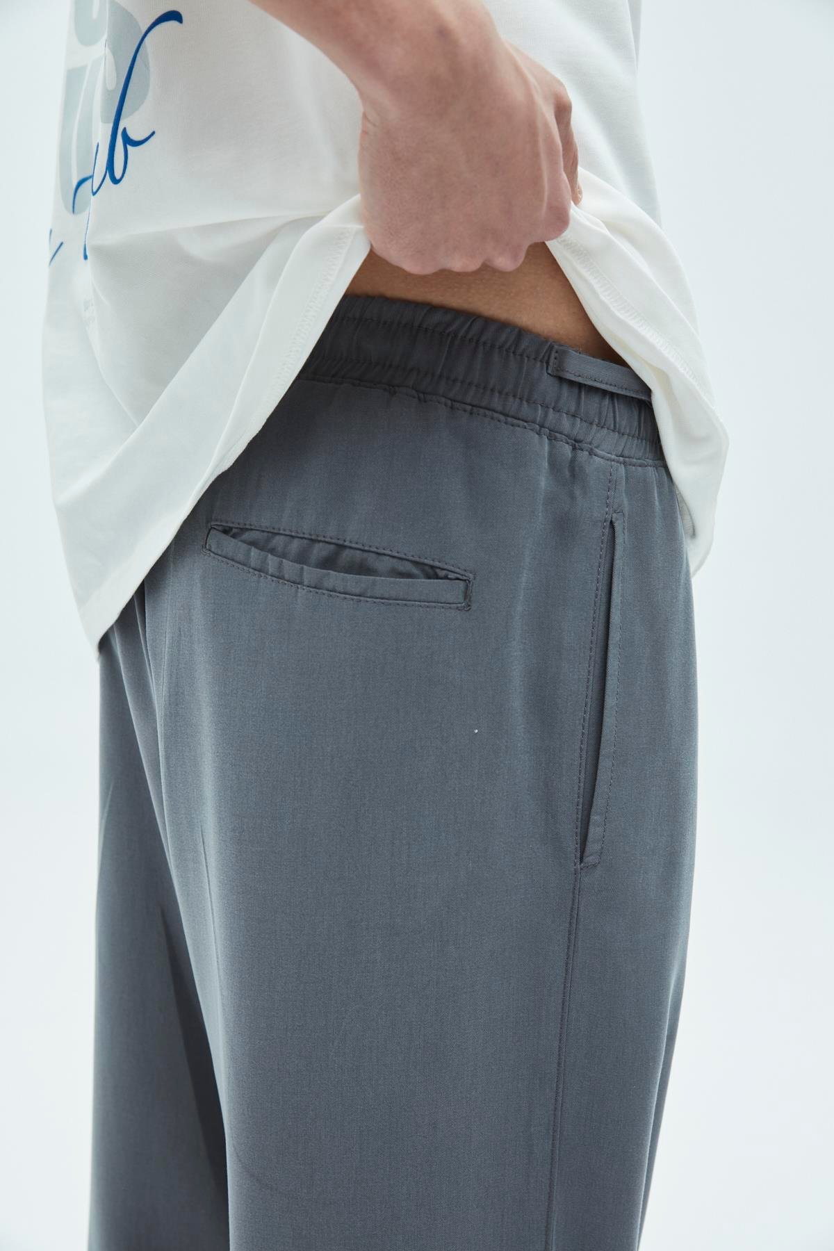 Rahat Kalıp Tensel Pantolon Gri