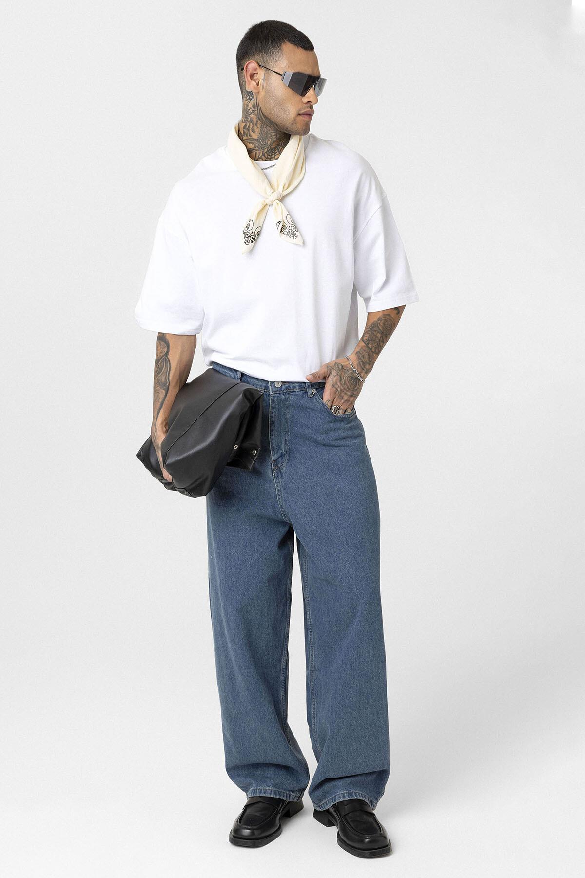 Super Baggy Fıt Jean Destroyed Denim