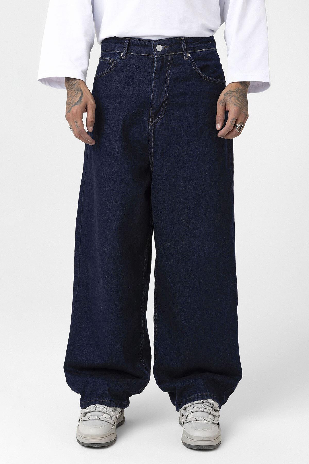 Super Baggy Fıt Jean Koyu Mavi