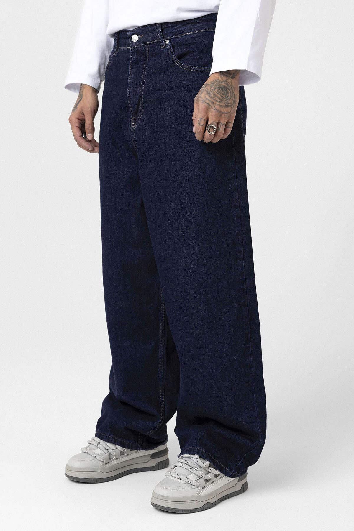 Super Baggy Fıt Jean Koyu Mavi