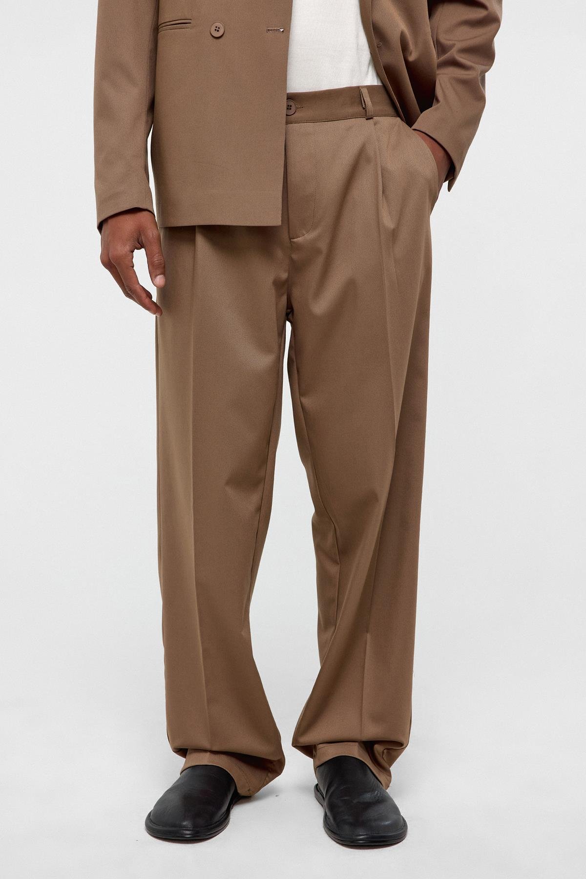 Tek Düğme Oversize Takım Elbise Vizon