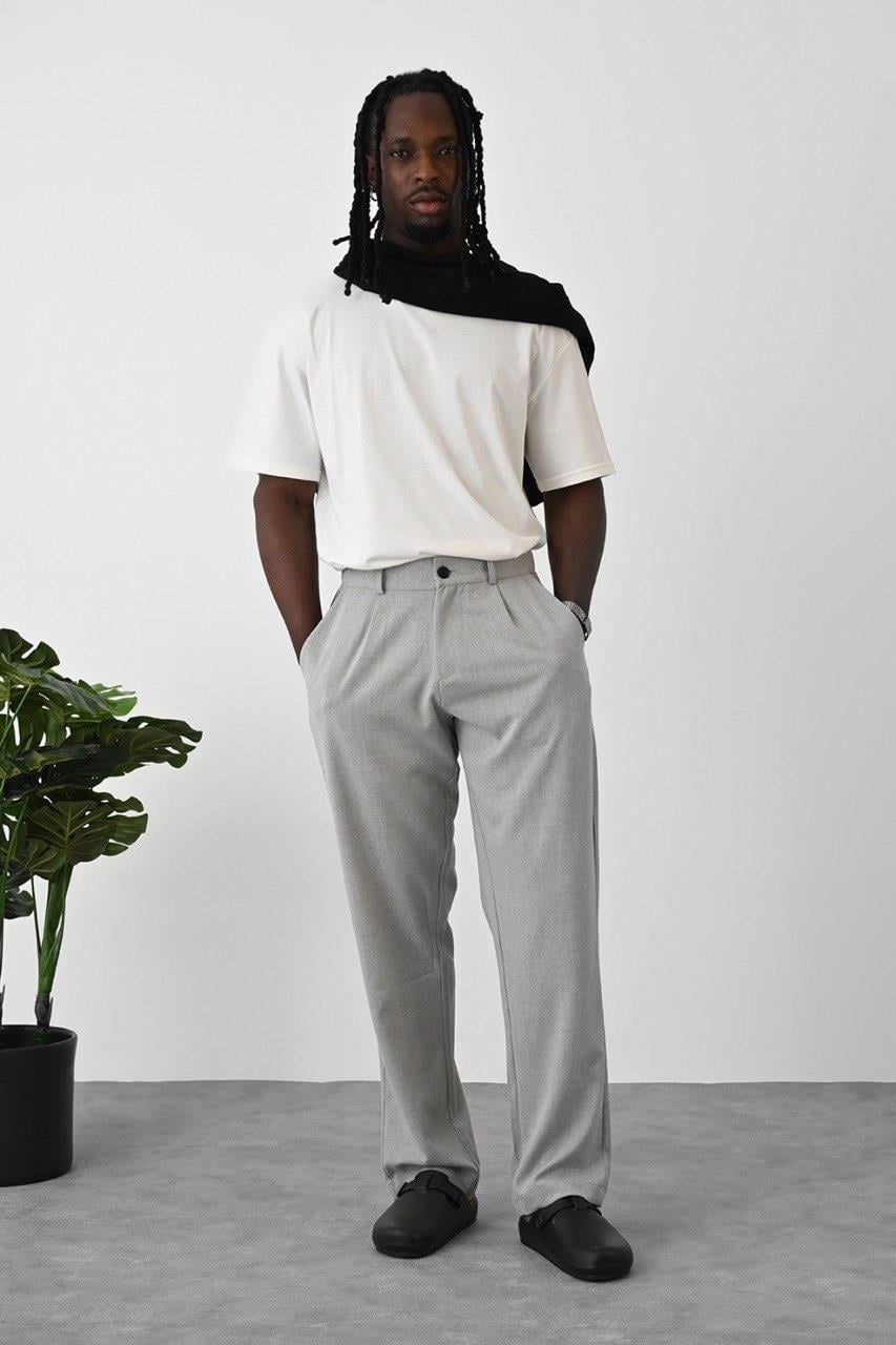 Vizon Basic Baggy Kumaş Pantolon Gri