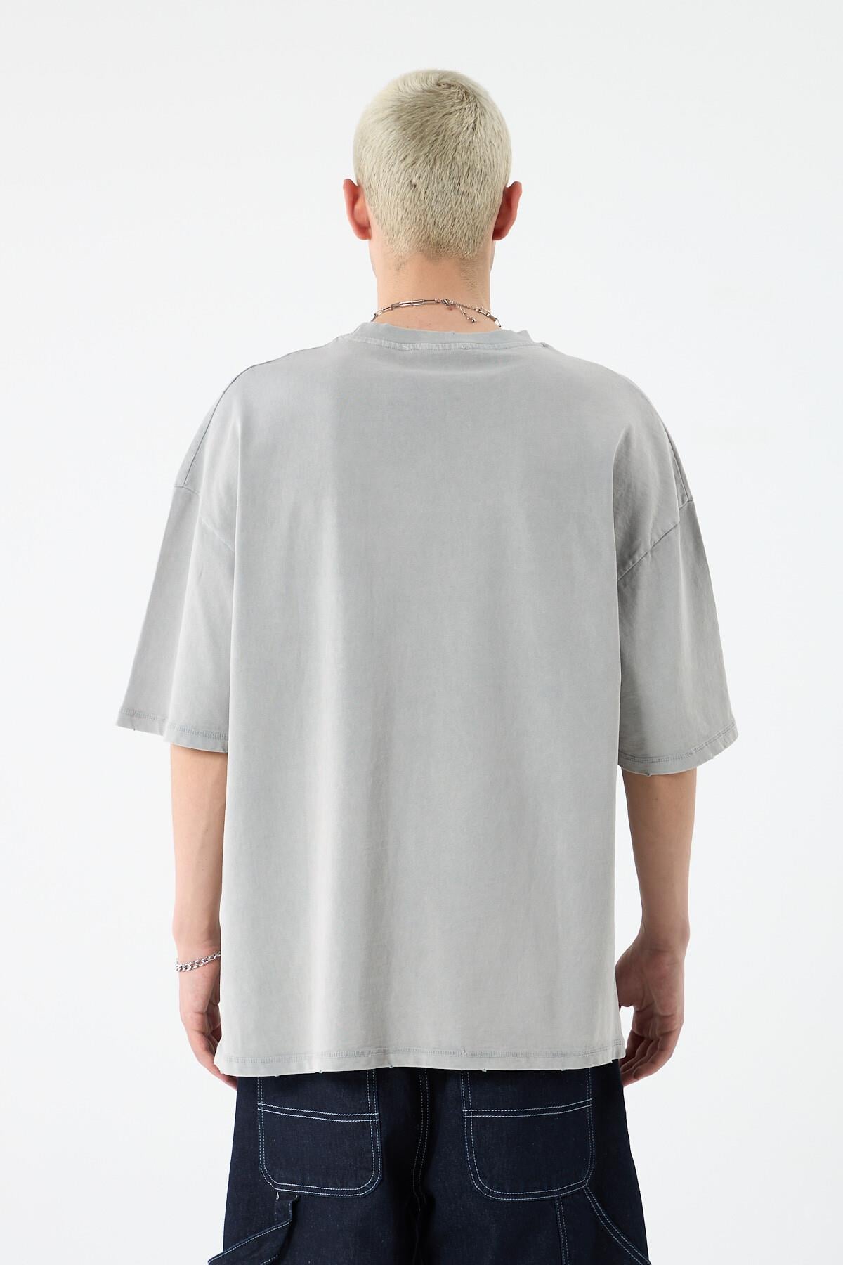Washed Oversize Tişört Gri