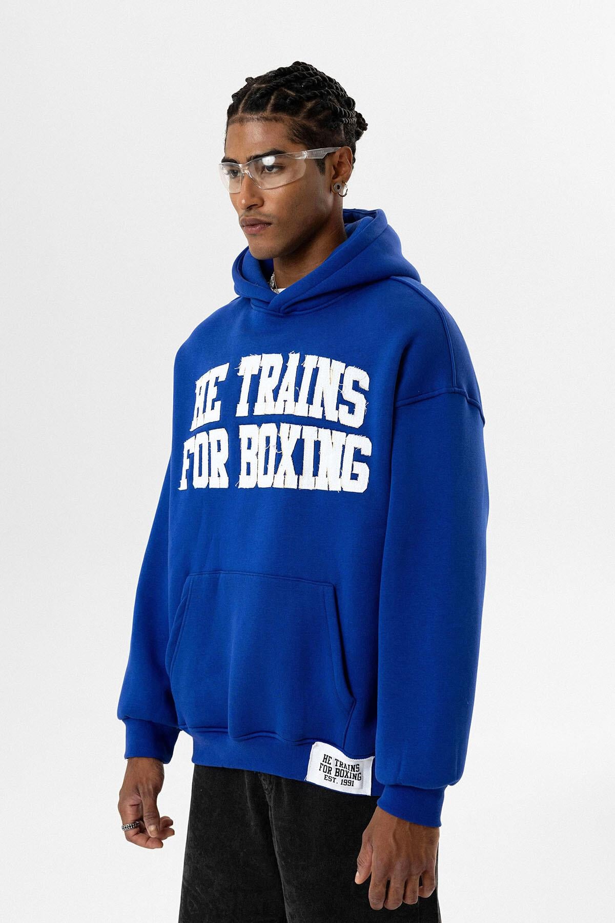 Yazı Baskılı Oversize Kapüşonlu Sweatshirt Saks