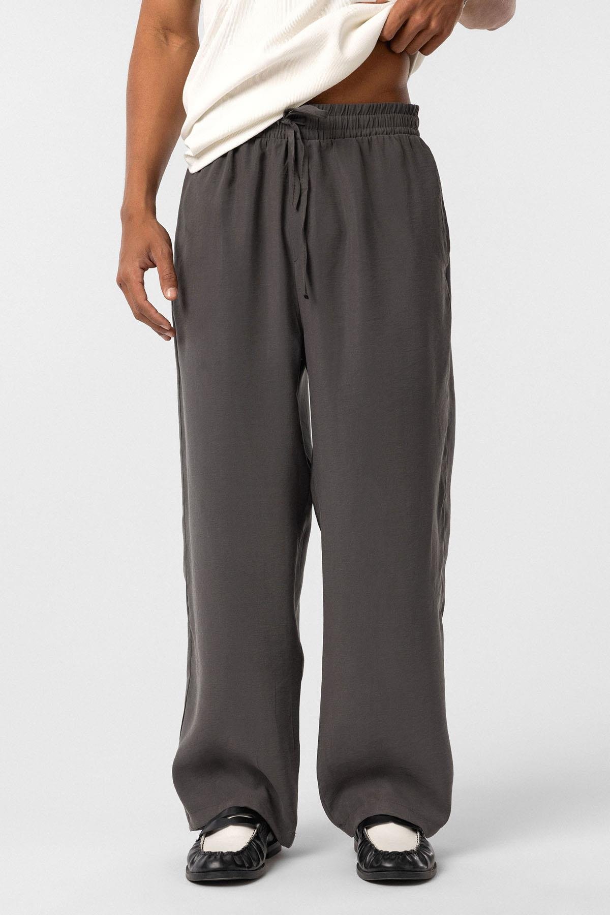 Yıkamalı Baggy Fit  Pantolon Antrasit