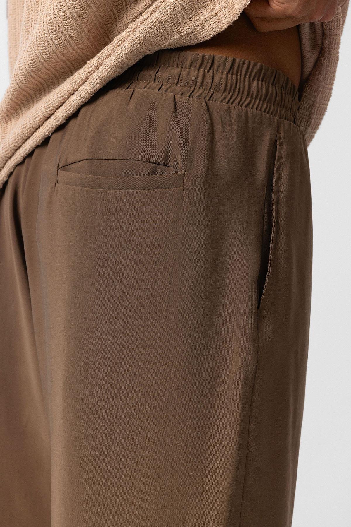 Yıkamalı Baggy Fit  Pantolon Kahve