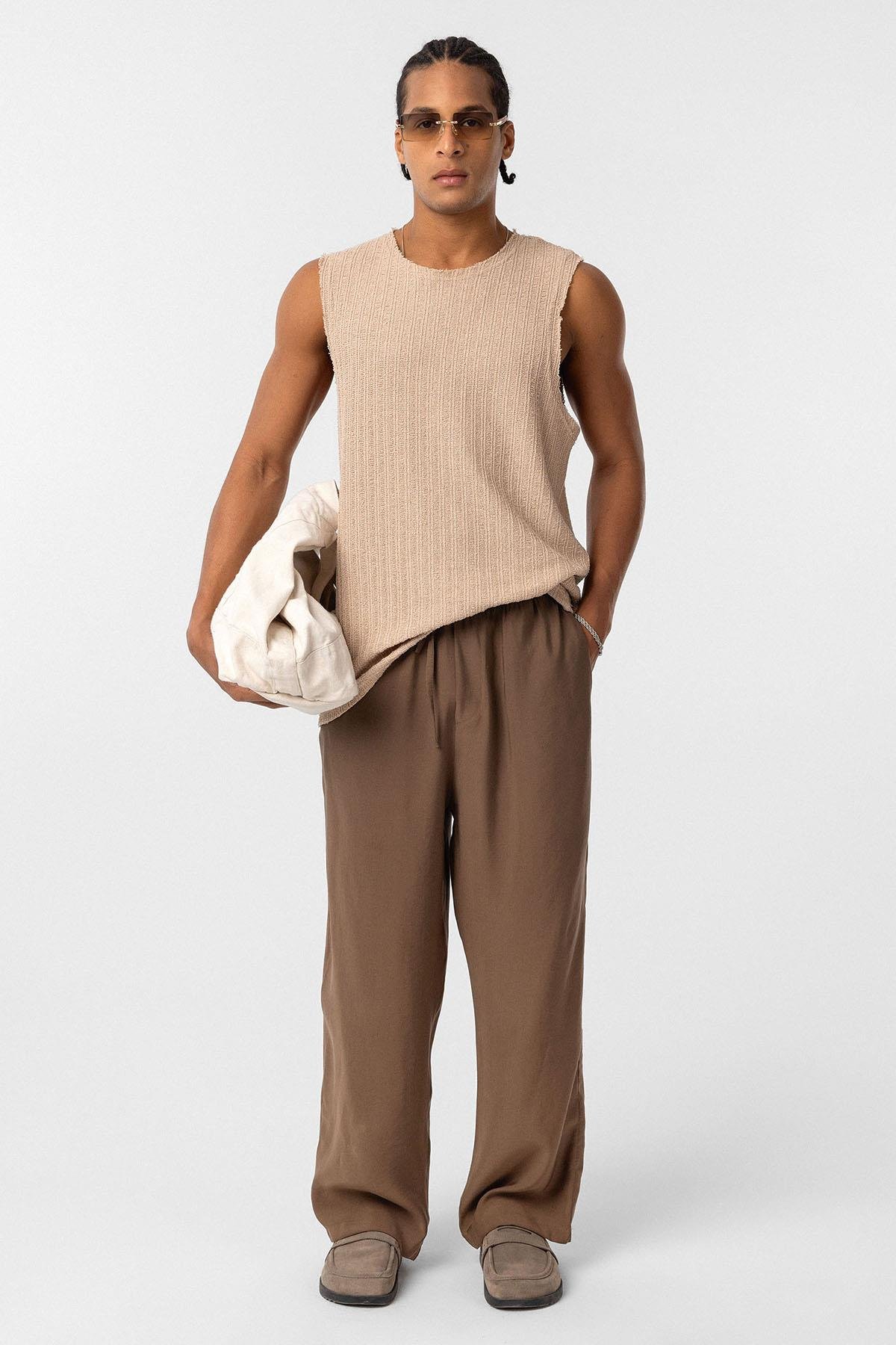 Yıkamalı Baggy Fit  Pantolon Kahve