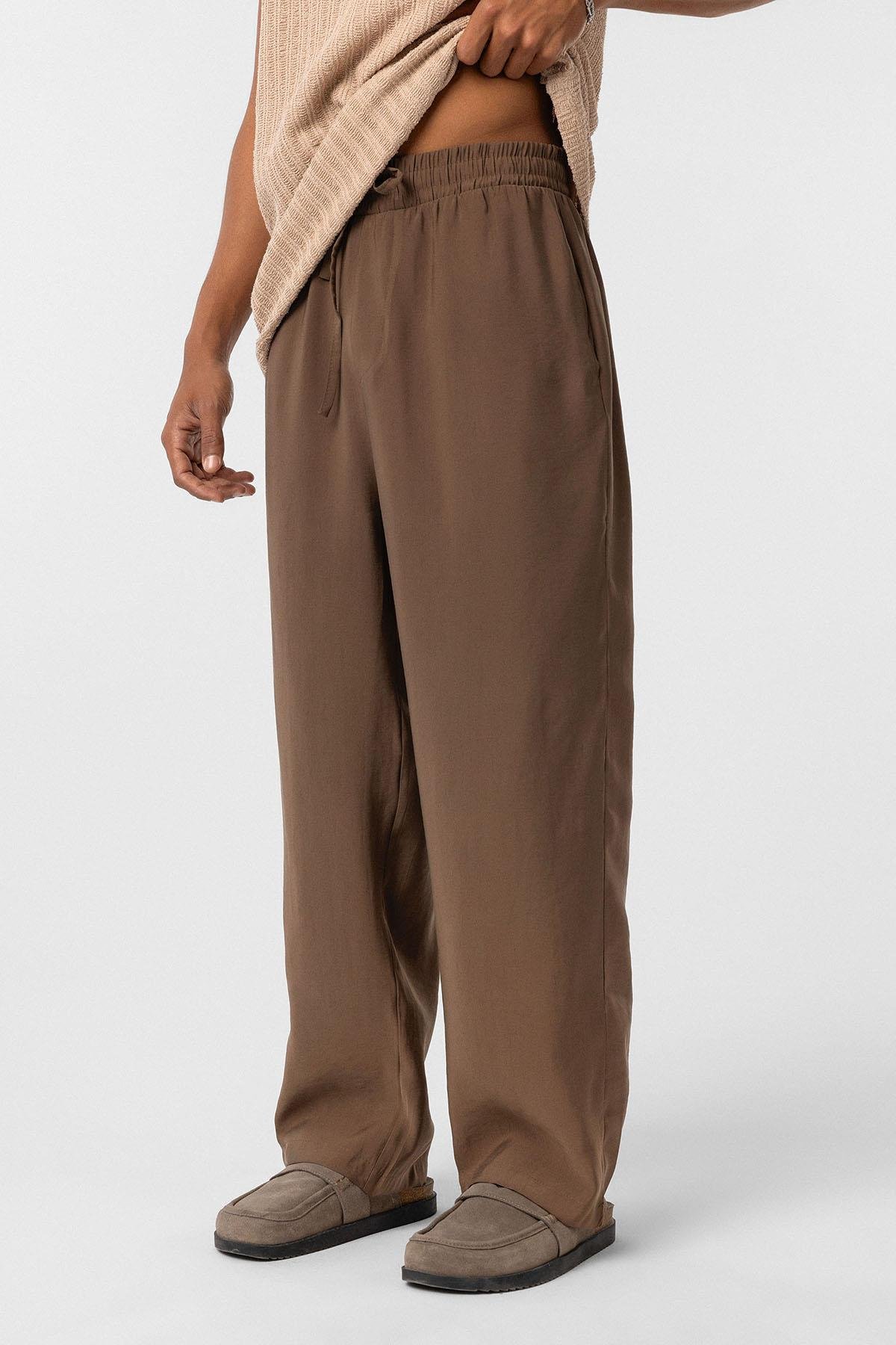 Yıkamalı Baggy Fit  Pantolon Kahve