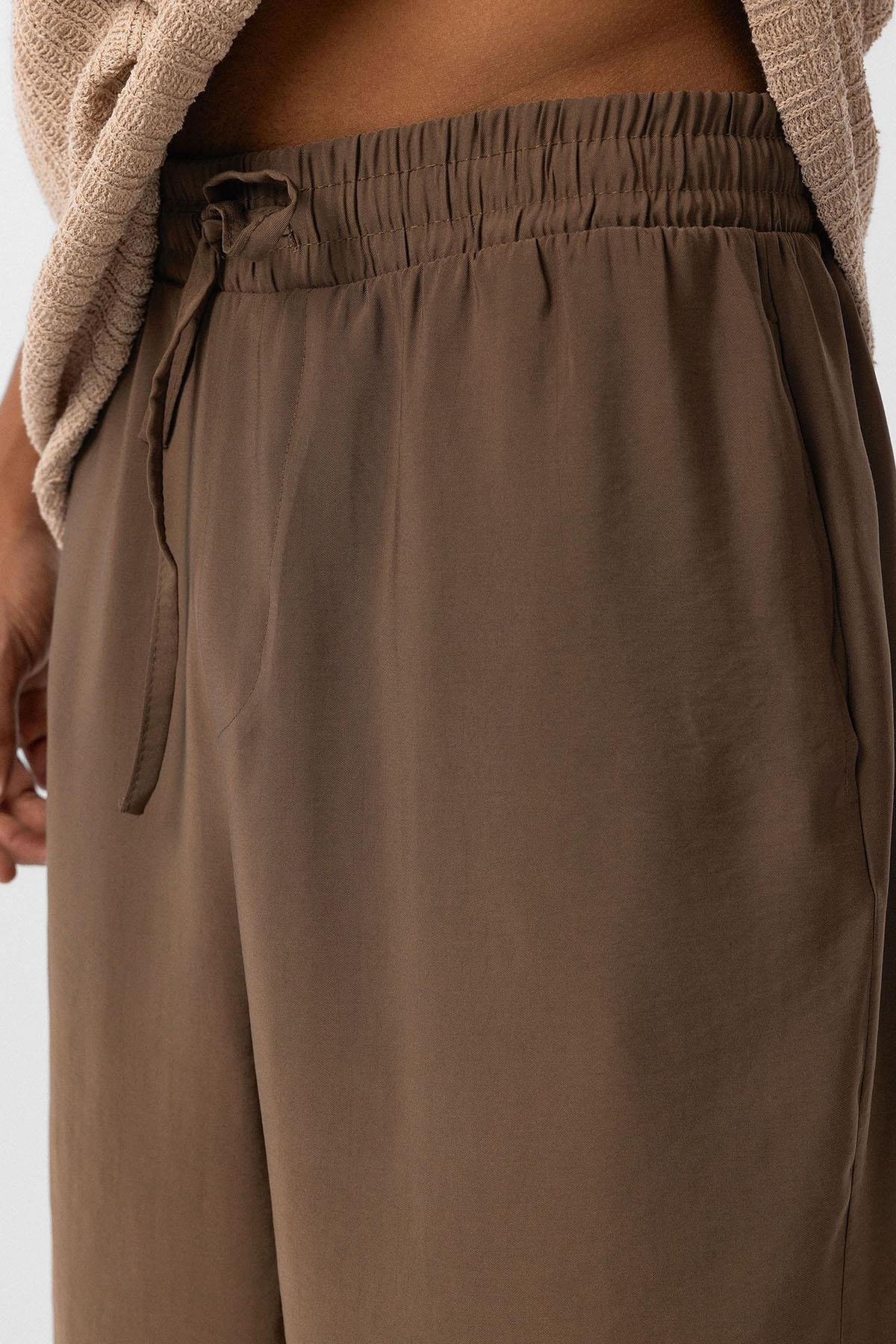 Yıkamalı Baggy Fit  Pantolon Kahve