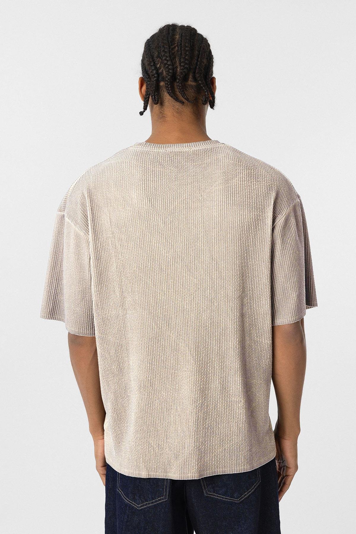 Yıkamalı Ottoman Basic Oversize Tişört Taş