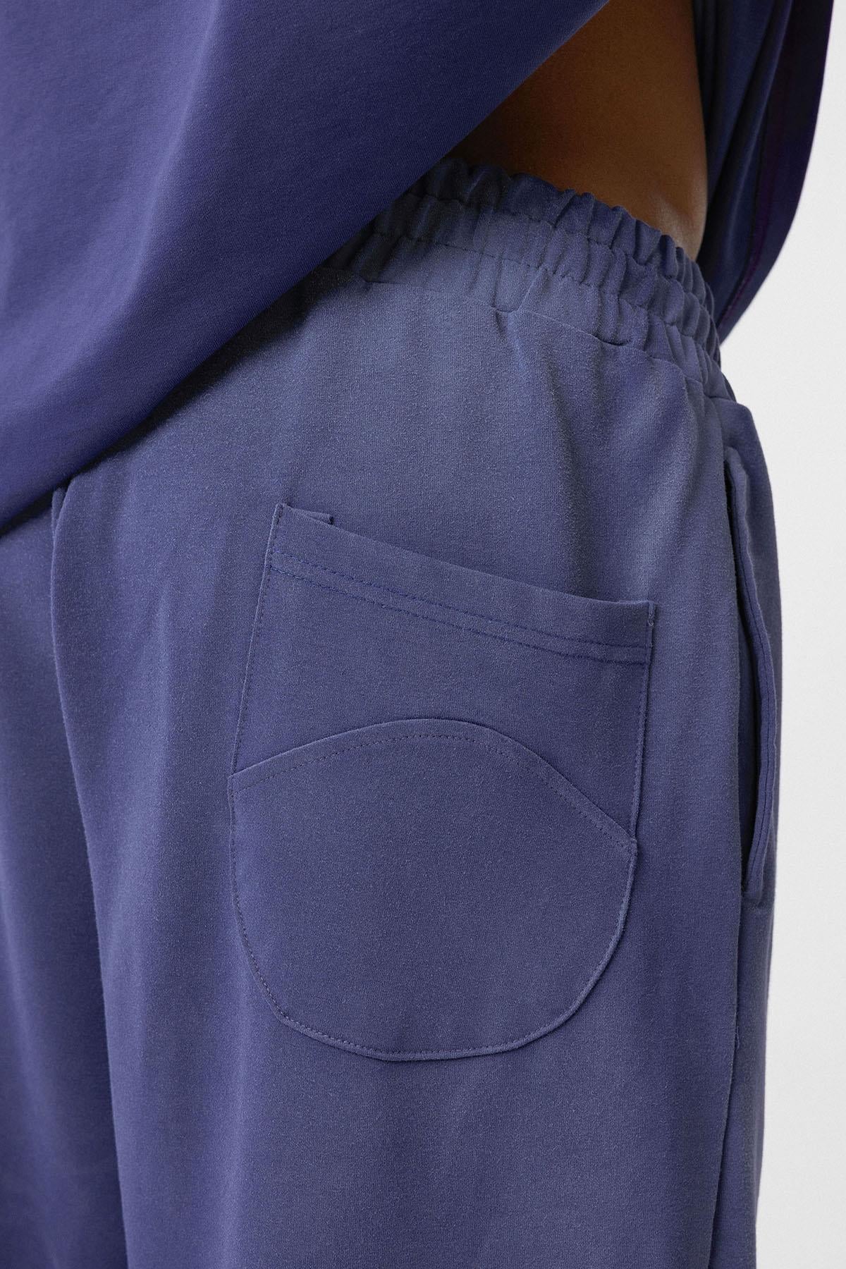 Yıkamalı Oversize Baskılı Eşofman Takım Mor