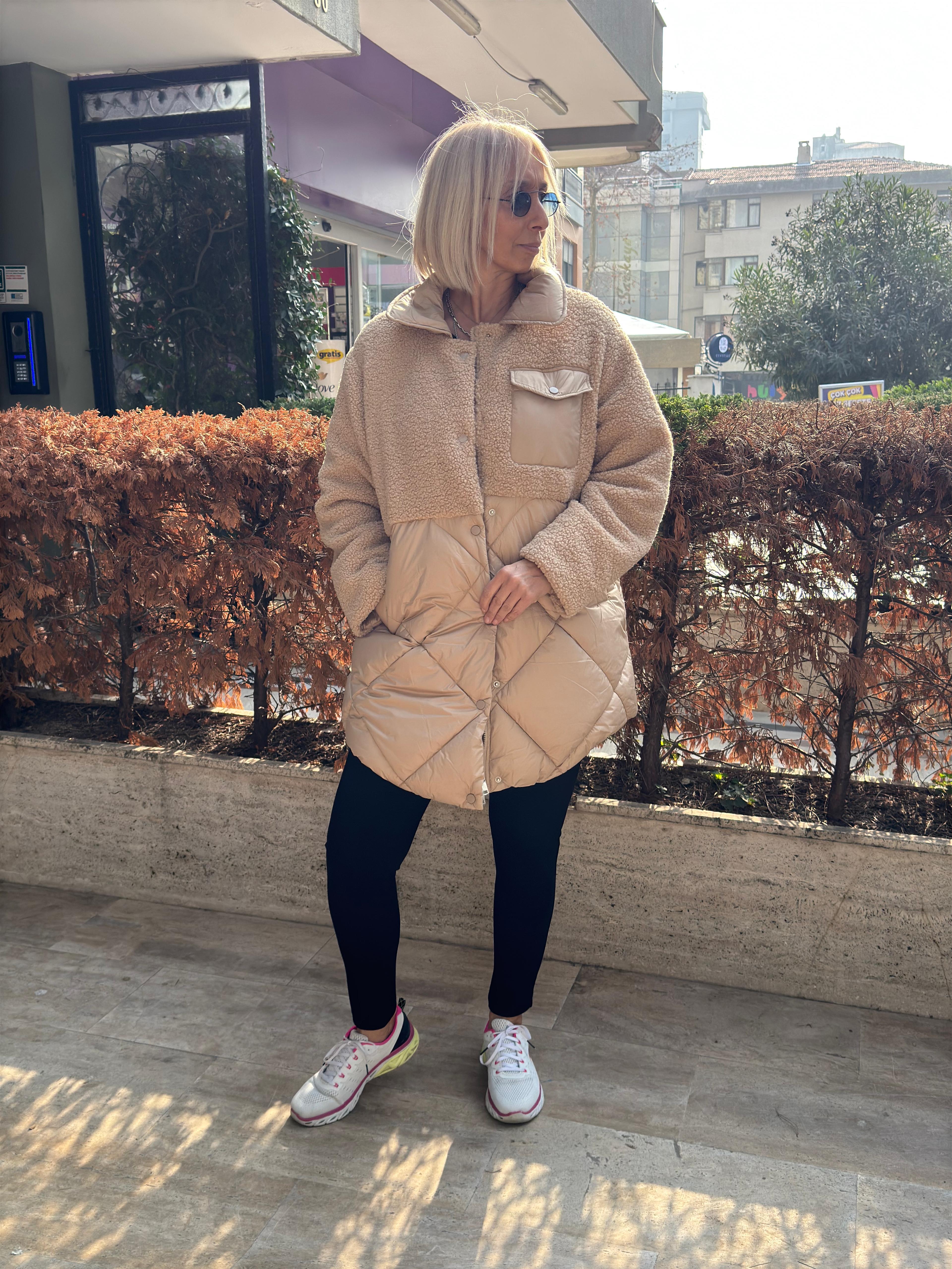 Kapitone Karışık Mont