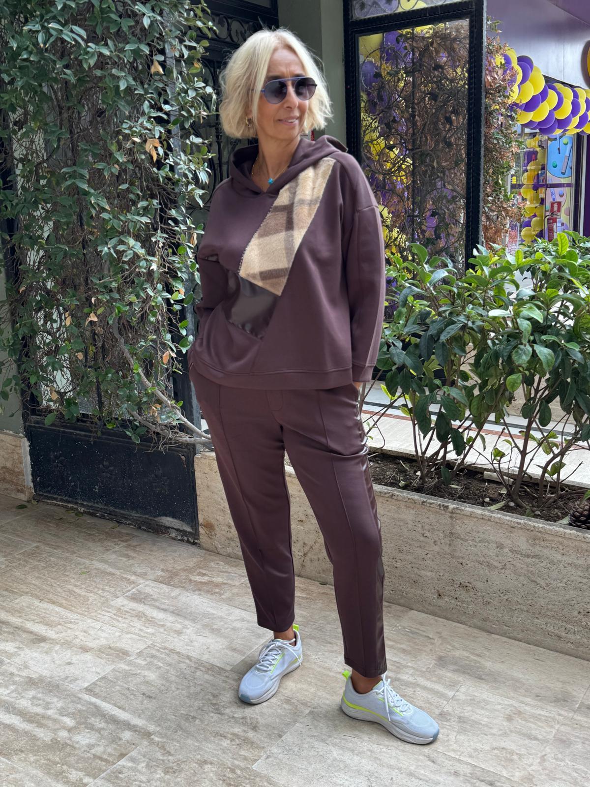 Kürklü Deri Taşlı Sweatshirt
