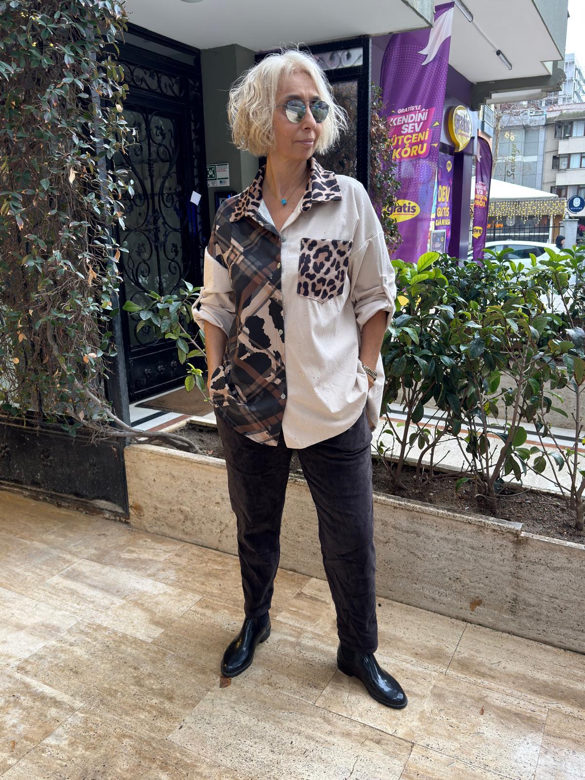 Leopar Detaylı Gömlek