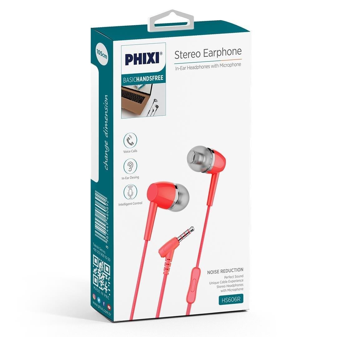  Phixi Basic HS606 Mikrofonlu Kulakiçi Kulaklık Kırmızı