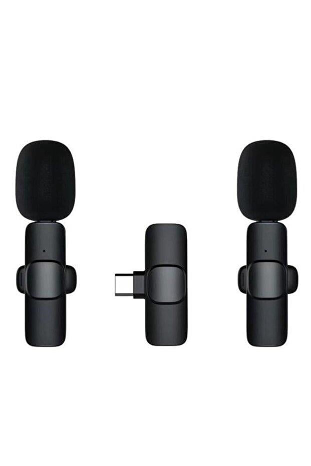 2 Adet Kablosuz Yaka Mikrofonu Lightning 2'li Mini Mikrofon K9