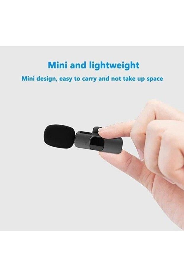 2 Adet Kablosuz Yaka Mikrofonu Lightning 2'li Mini Mikrofon K9