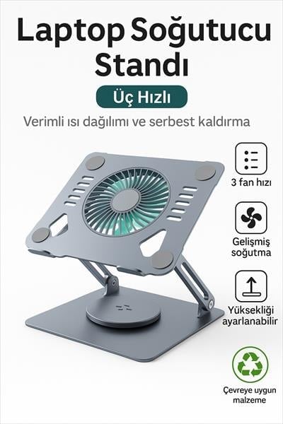 360° Döner Başlı Soğutucu Notebook Ve Laptop Standı