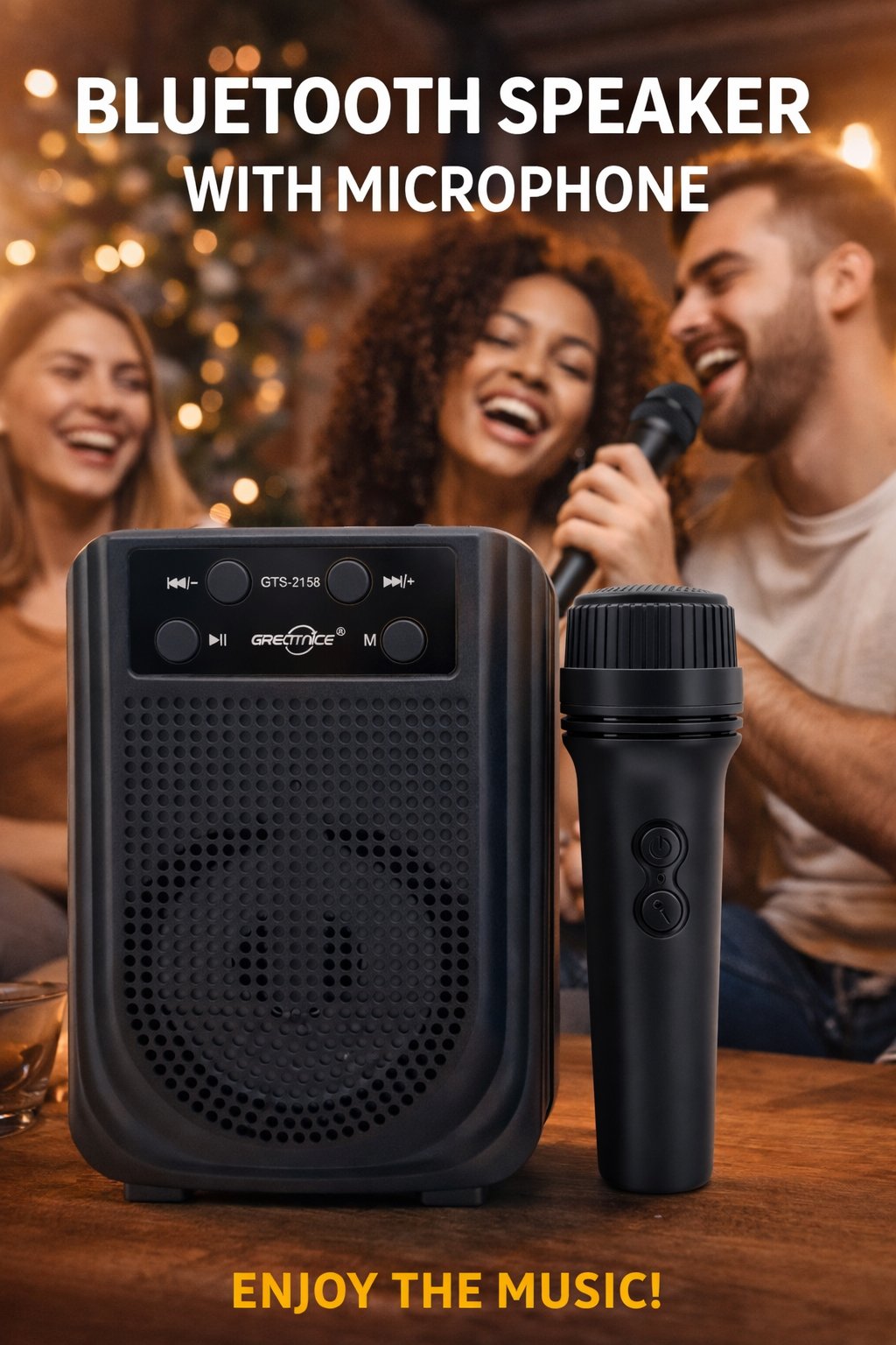 Ferro GTS-2158 Mikrofonlu Bluetooth Hoparlör LED Işıklı Taşınabilir Karaoke Speaker Siyah