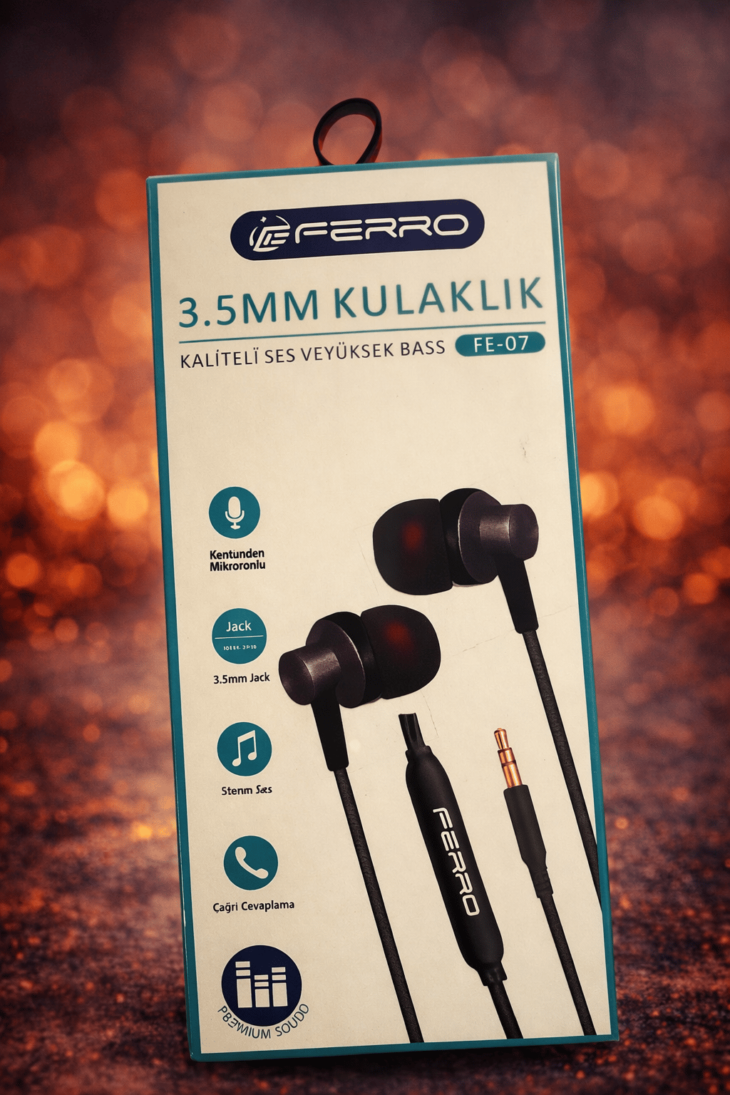 FERRO Kaliteli Ses Yüksek Baslı Kablolu Kulak İçi Mikrofonlu 3.5mm Jacklı Kulaklık FE-07