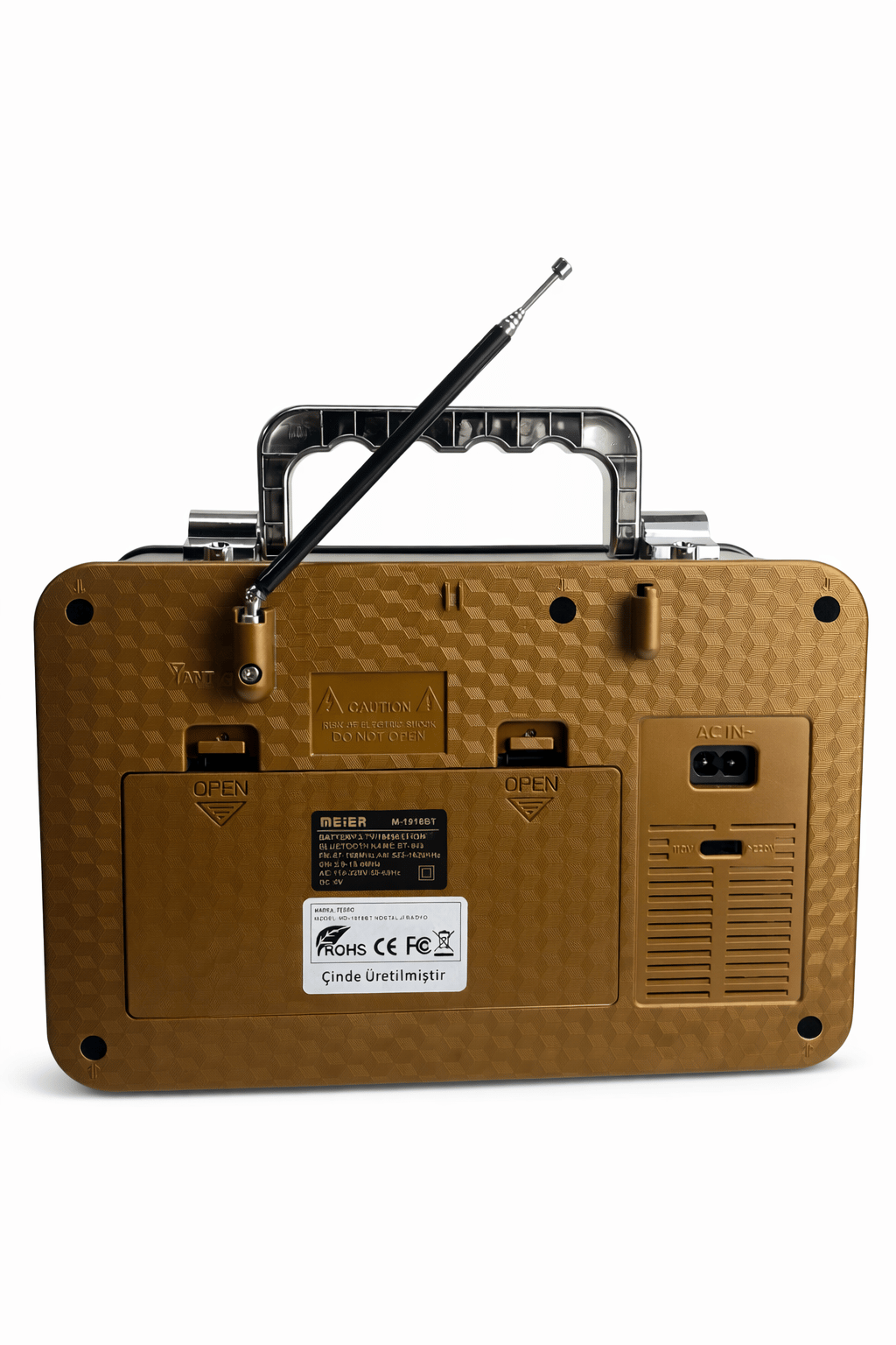 Ferro M-1918BT Nostaljik Radyo Görünümlü Bluetooth,Hafıza Kartı,Usb Bellek,Aux Ve Radyo Destekli Hoparlör Gold