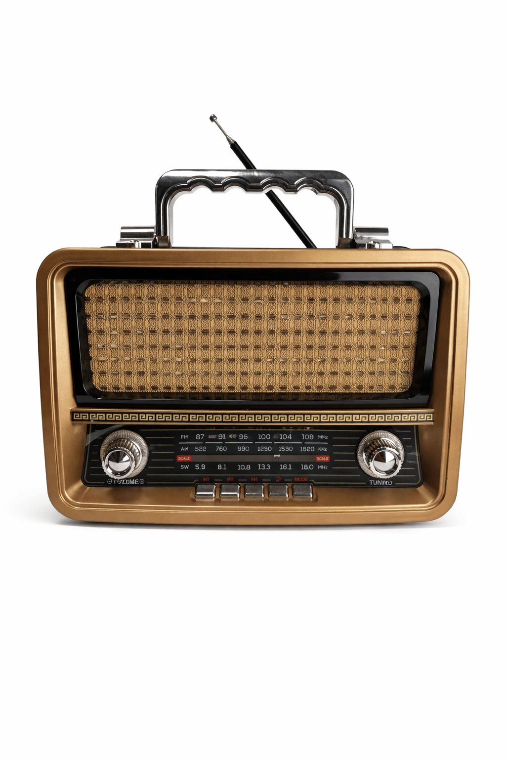 Ferro M-1919BT Nostaljik Radyo Görünümlü LED Işıklı Bluetooth,Hafıza Kartı,Usb Bellek,Aux Ve Radyo Destekli Hoparlör Siyah