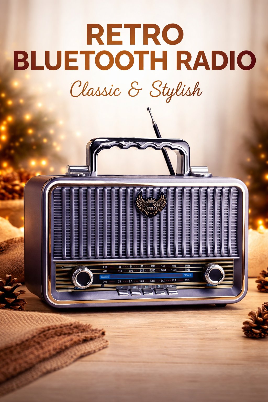Ferro MD-1908BT Nostaljik Radyo Görünümlü Bluetooth,Hafıza Kartı,Usb Bellek,Aux Ve Radyo Destekli Hoparlör Eflatun 