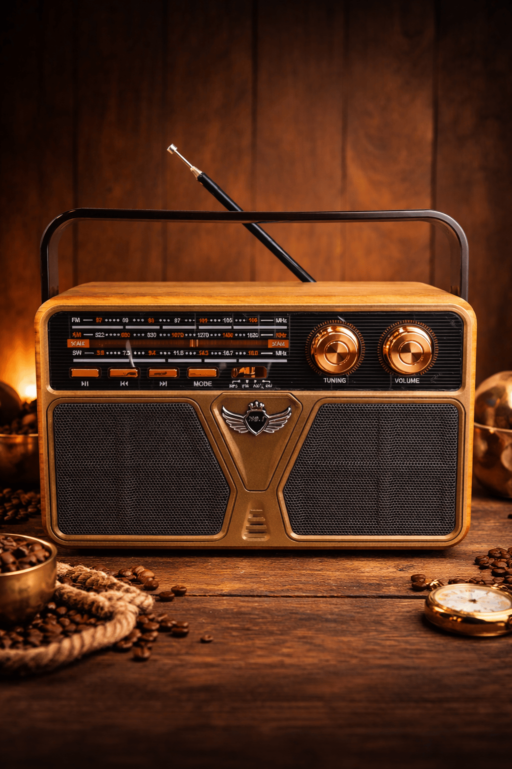Ferro MD-507BT Nostaljik Radyo Görünümlü Bluetooth,Hafıza Kartı,Usb Bellek,Aux Ve Radyo Destekli Hoparlör Ahşap