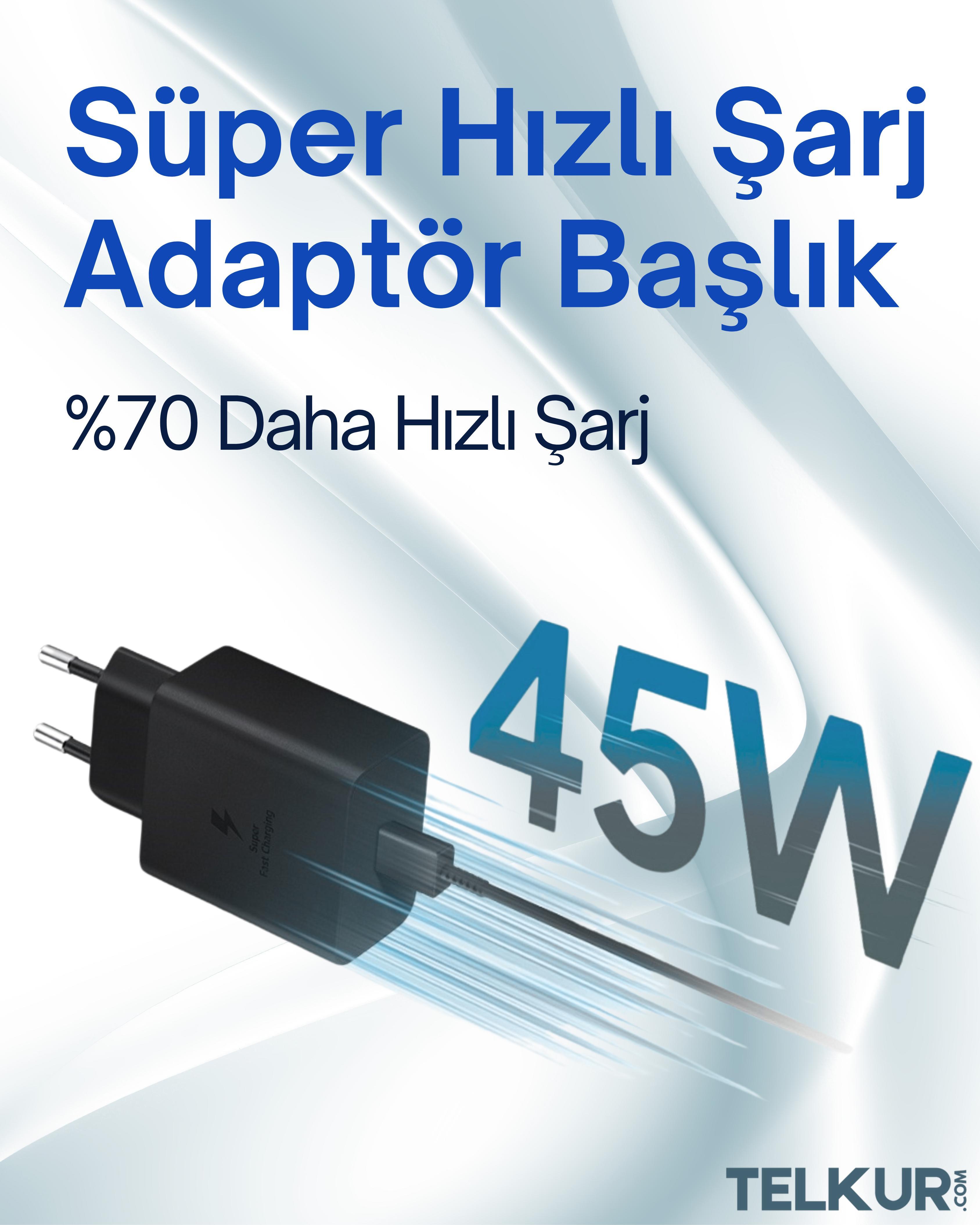FERRO S45 Siyah 45W usb-c Çıkışlı Süper Hızlı Şarj Adaptör Başlık - Typec & Typec 1m Kablo Seti 