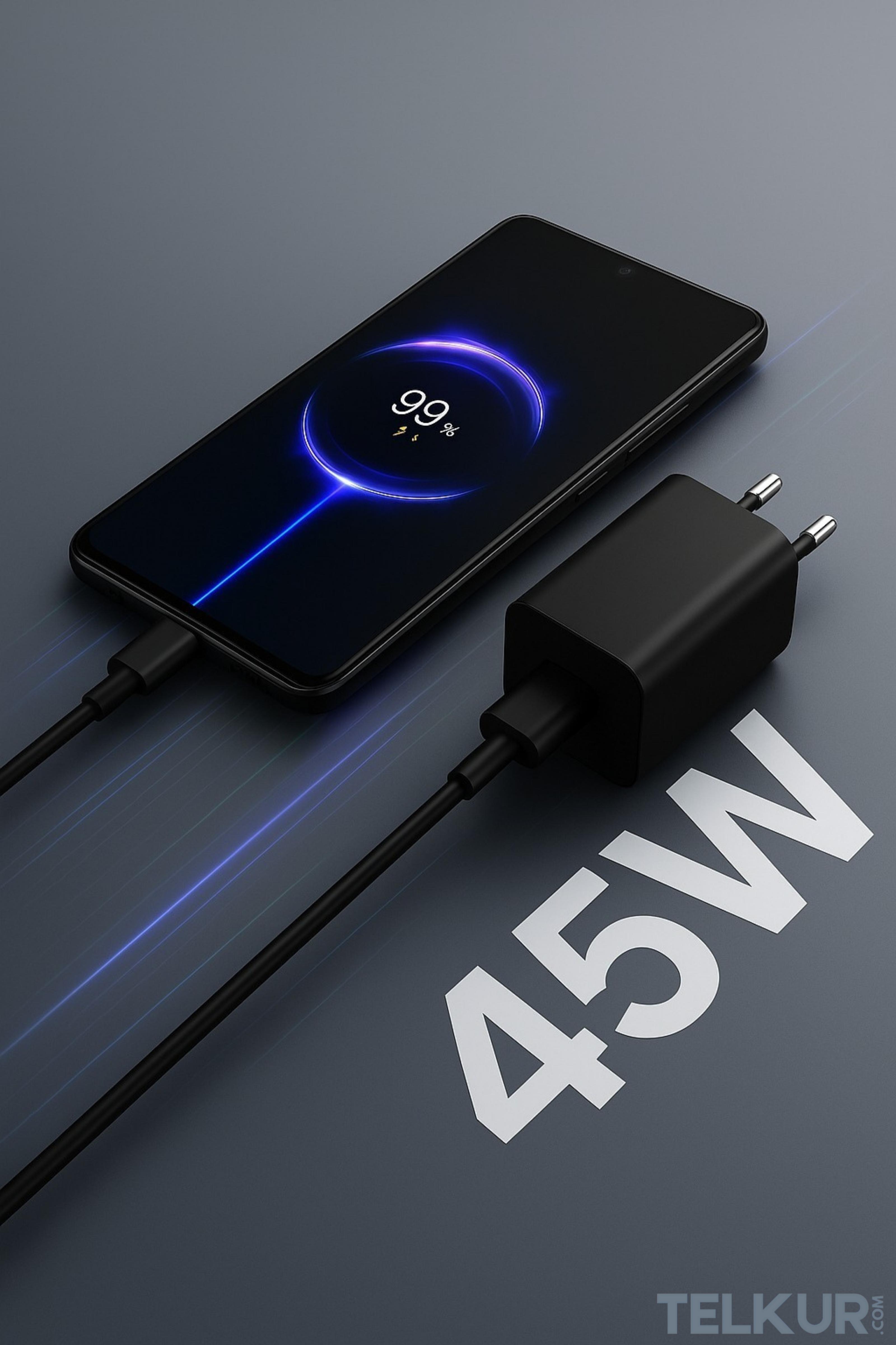 FERRO S45 Siyah 45W usb-c Çıkışlı Süper Hızlı Şarj Adaptör Başlık - Typec & Typec 1m Kablo Seti 