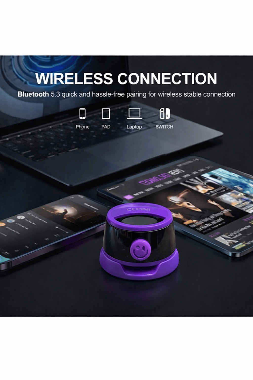G200 Cepini Mıknatıslı Bluetooth Speaker  iPhone android Telefon standı  5W Mini RGB Mor