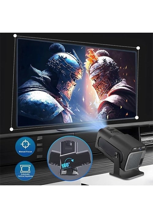 HY320 Mini Android Akıllı Projeksiyon Cihazı 4K Destekli WiFi Bluetooth Taşınabilir Projektör